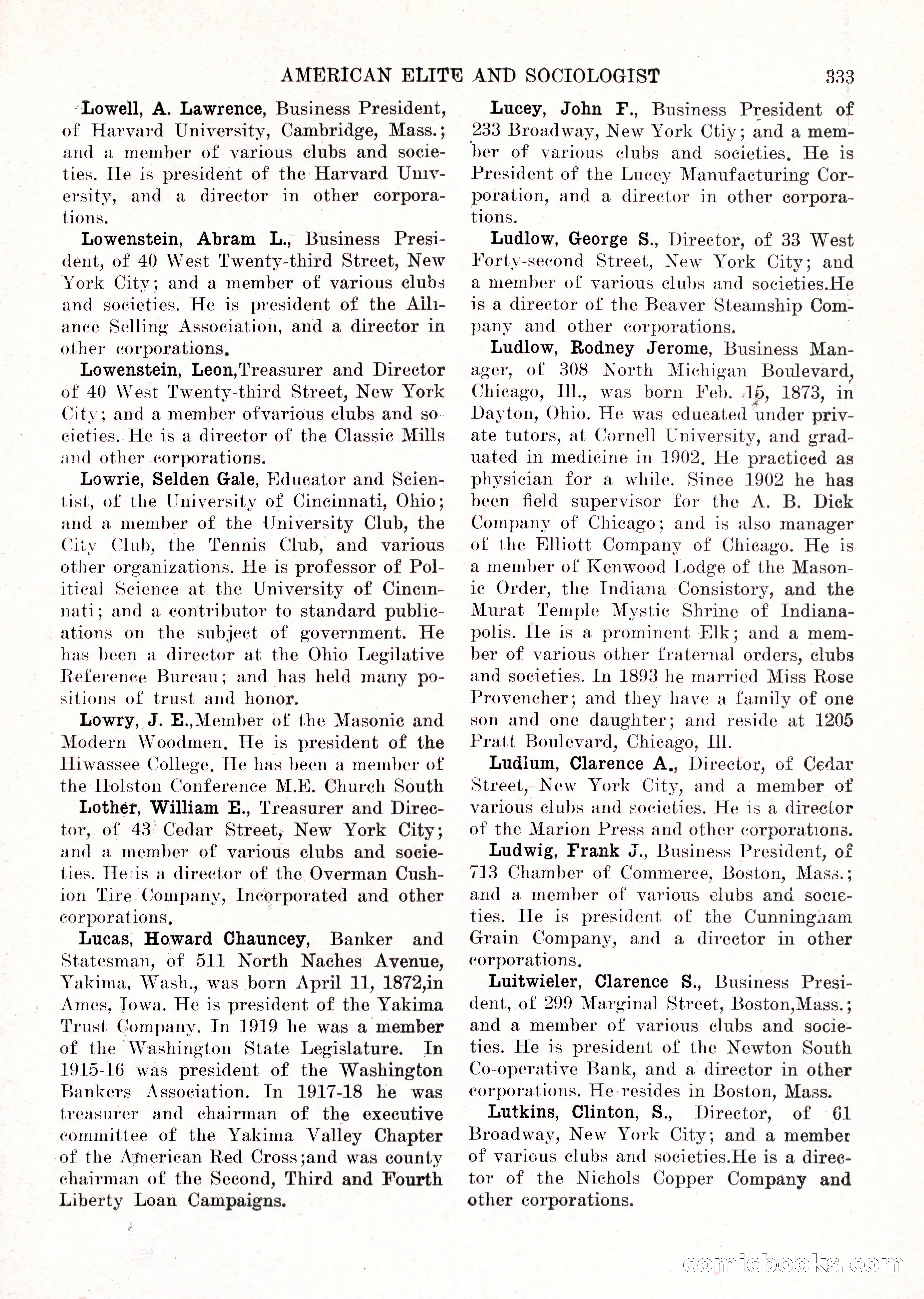 The American Elite and Sociologist Blue Book — page 317 of 396