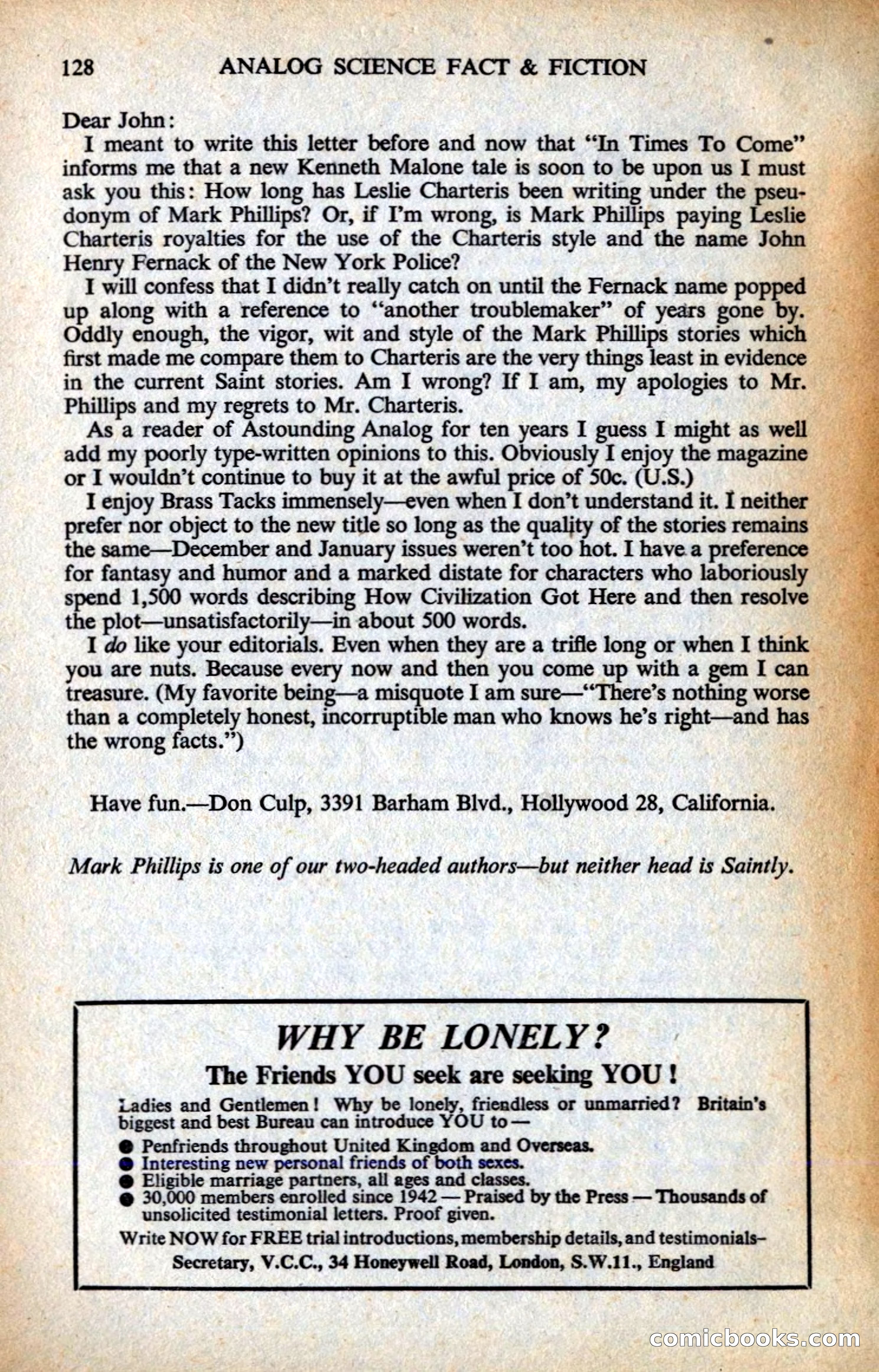 Analog British Edition, July 1961 — page 132 of 132
