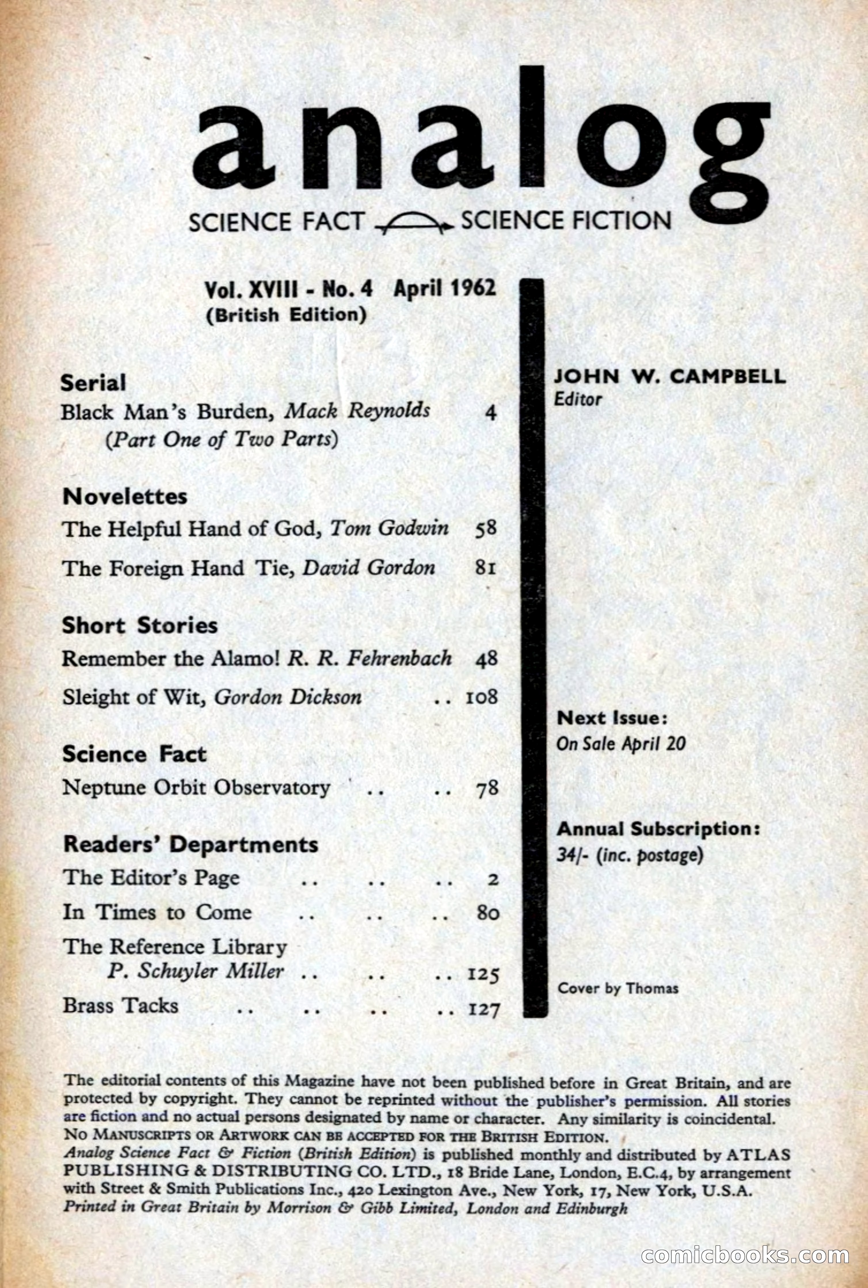 Analog Science Fiction Magazine, British Edition — page 3 of 132
