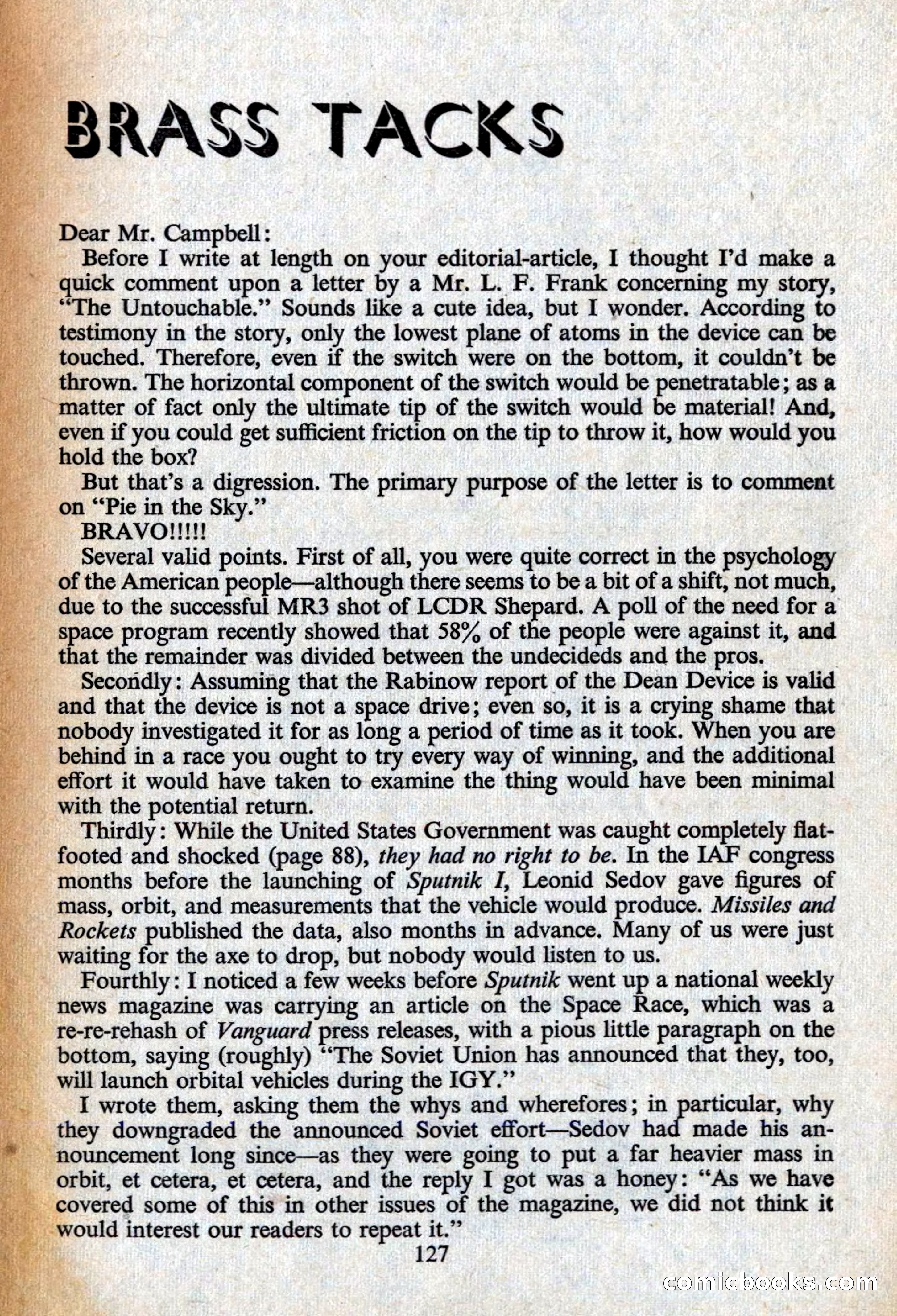Analog Science Fiction Magazine, British Edition — page 129 of 132