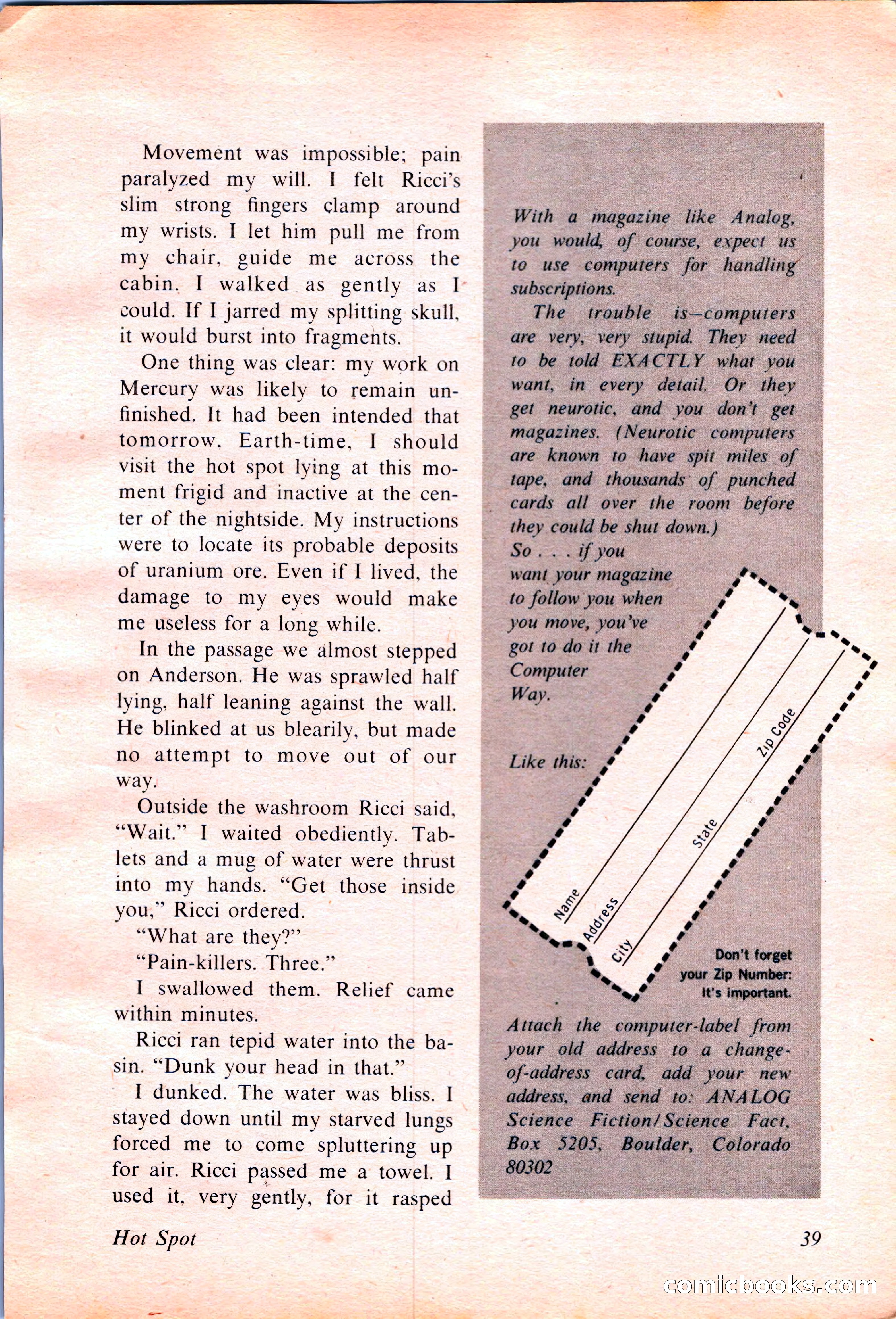 Analog Science Fiction and Fact, April 1974 — page 39 of 180