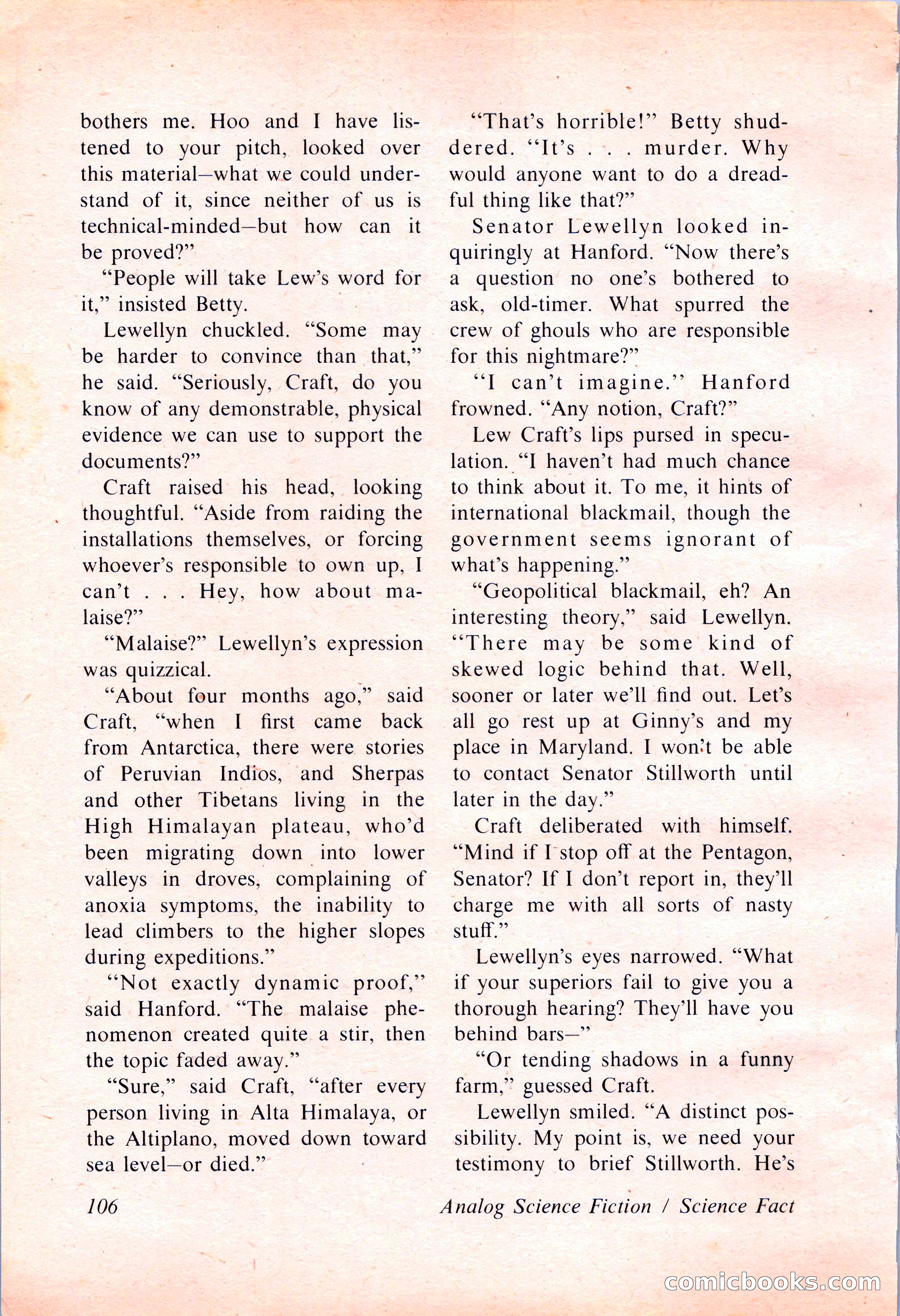 Analog Science Fiction and Fact, April 1974 — page 106 of 180