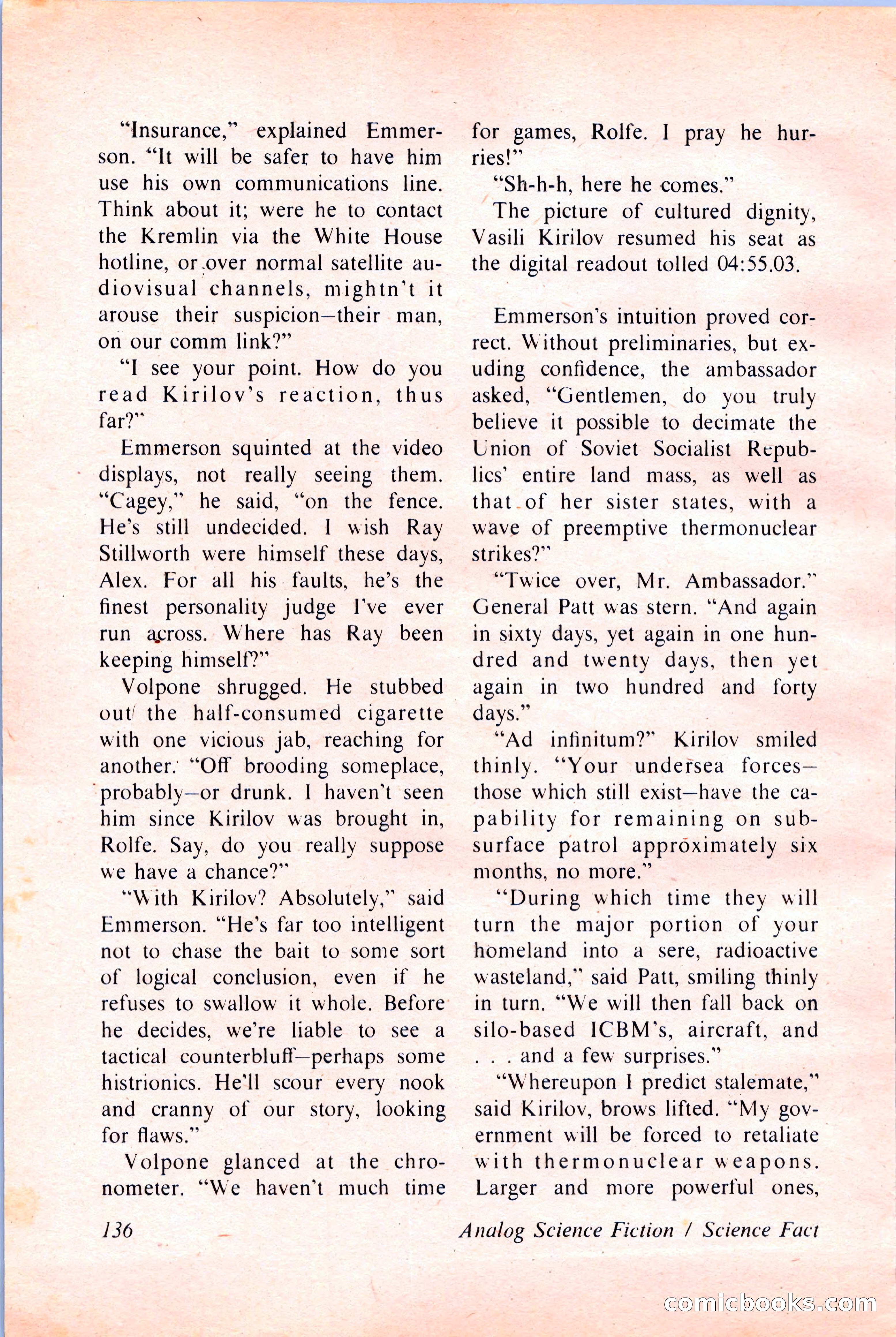 Analog Science Fiction and Fact, April 1974 — page 136 of 180