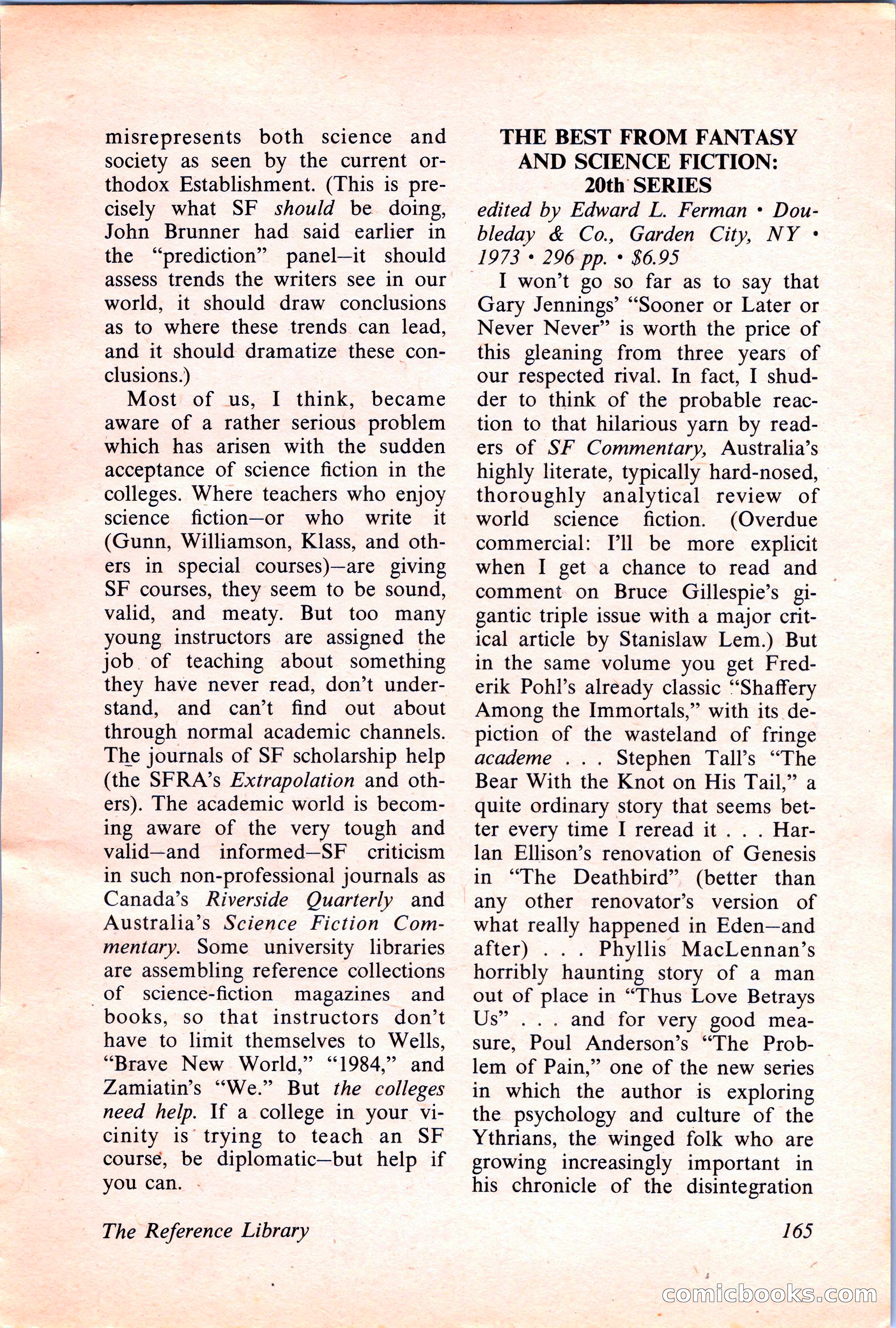 Analog Science Fiction and Fact, April 1974 — page 165 of 180