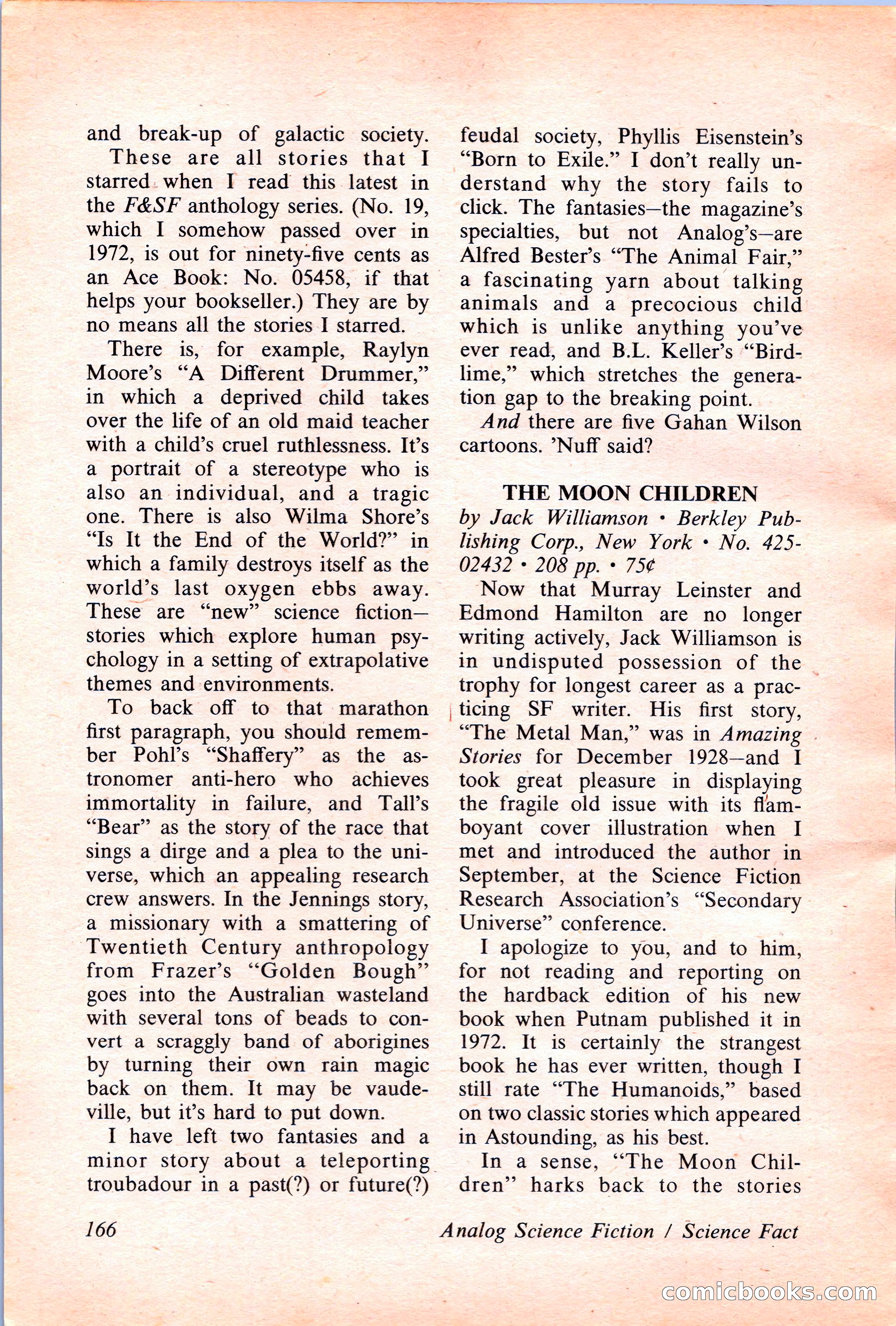 Analog Science Fiction and Fact, April 1974 — page 166 of 180