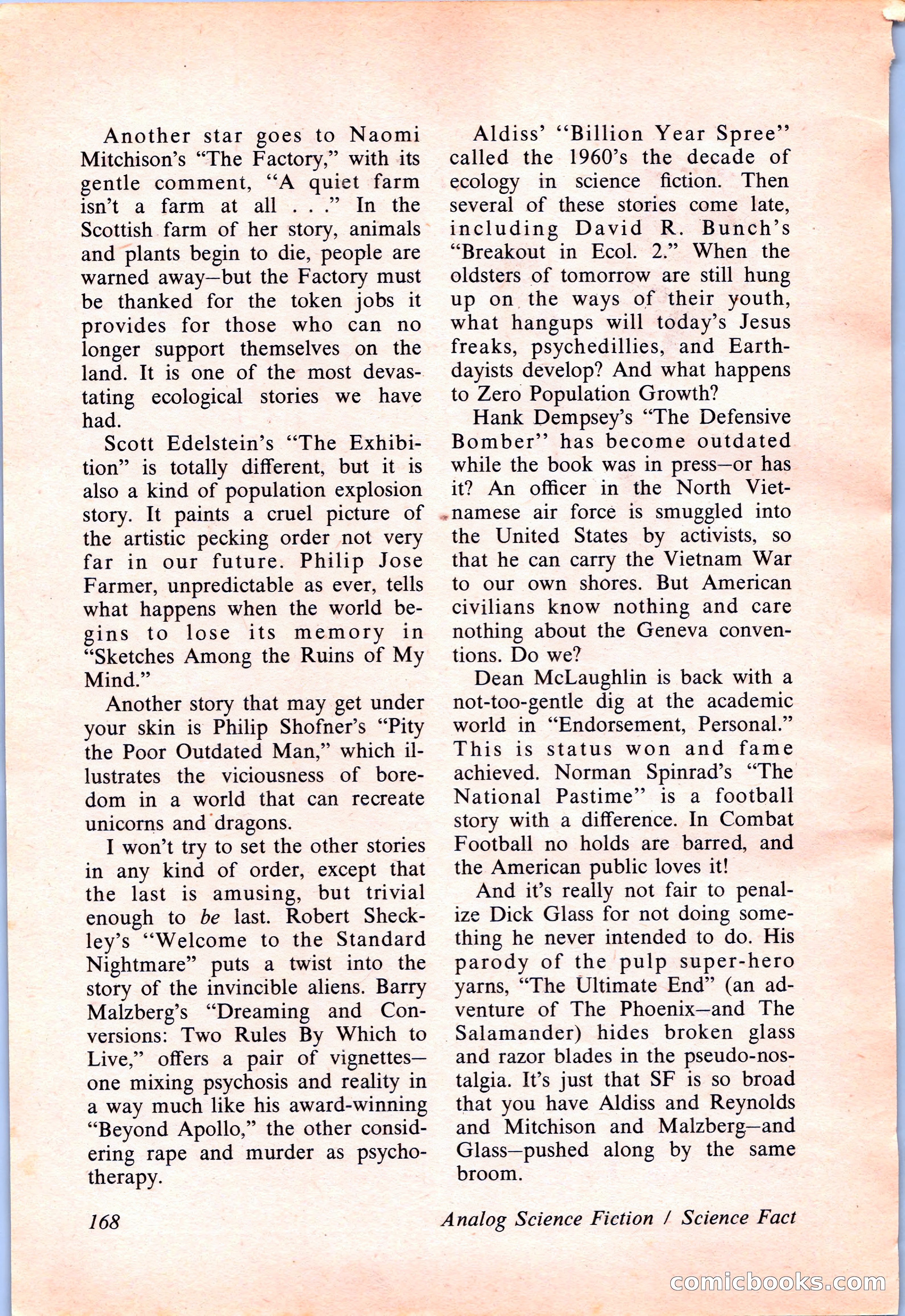 Analog Science Fiction and Fact, April 1974 — page 168 of 180