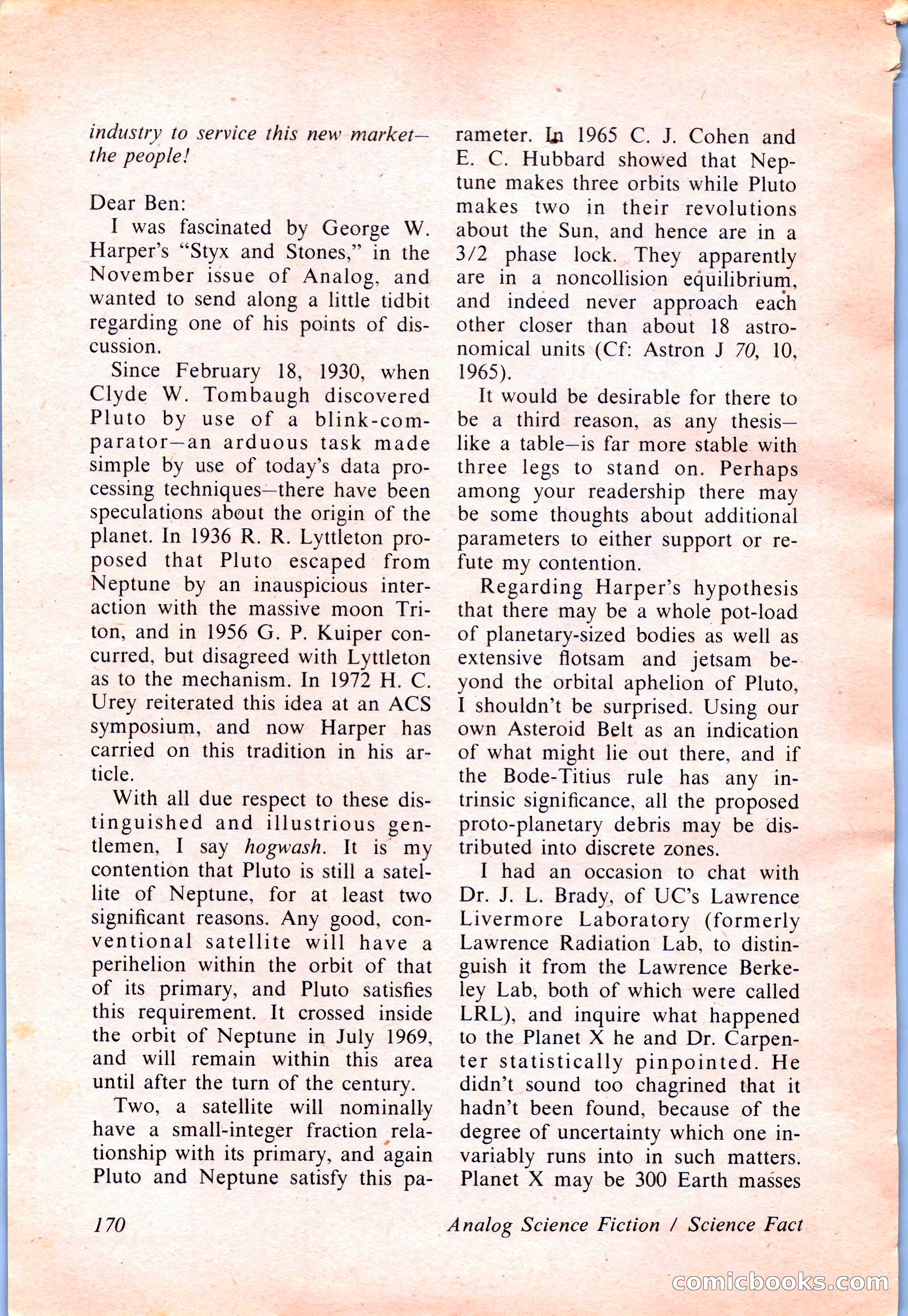 Analog Science Fiction and Fact, April 1974 — page 170 of 180
