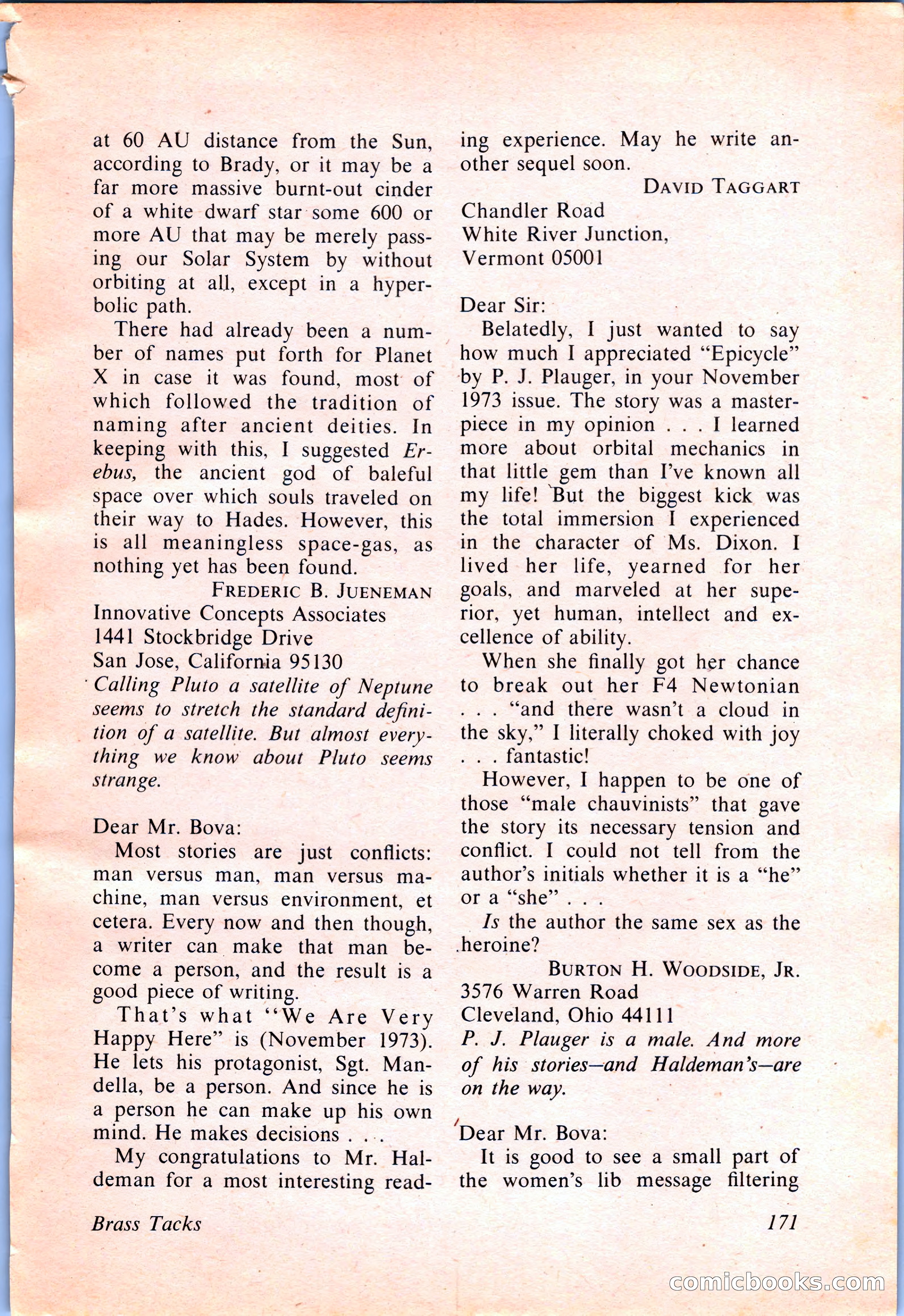 Analog Science Fiction and Fact, April 1974 — page 171 of 180