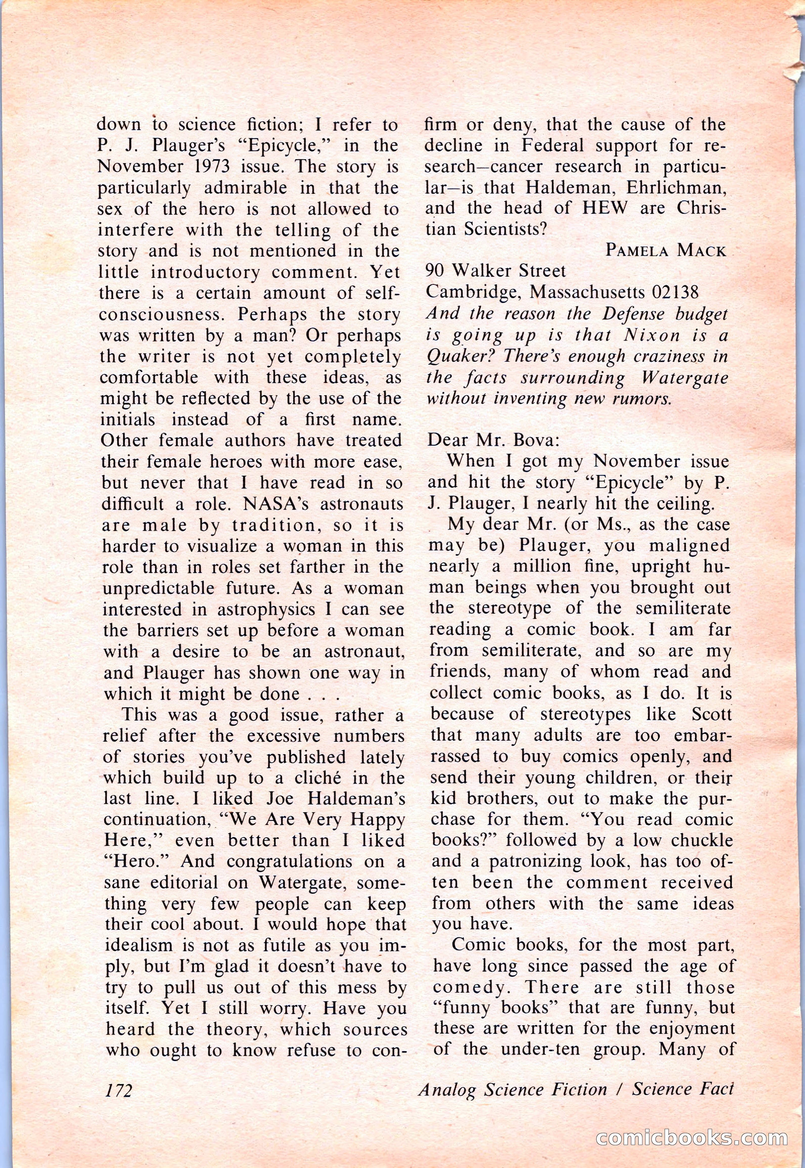 Analog Science Fiction and Fact, April 1974 — page 172 of 180