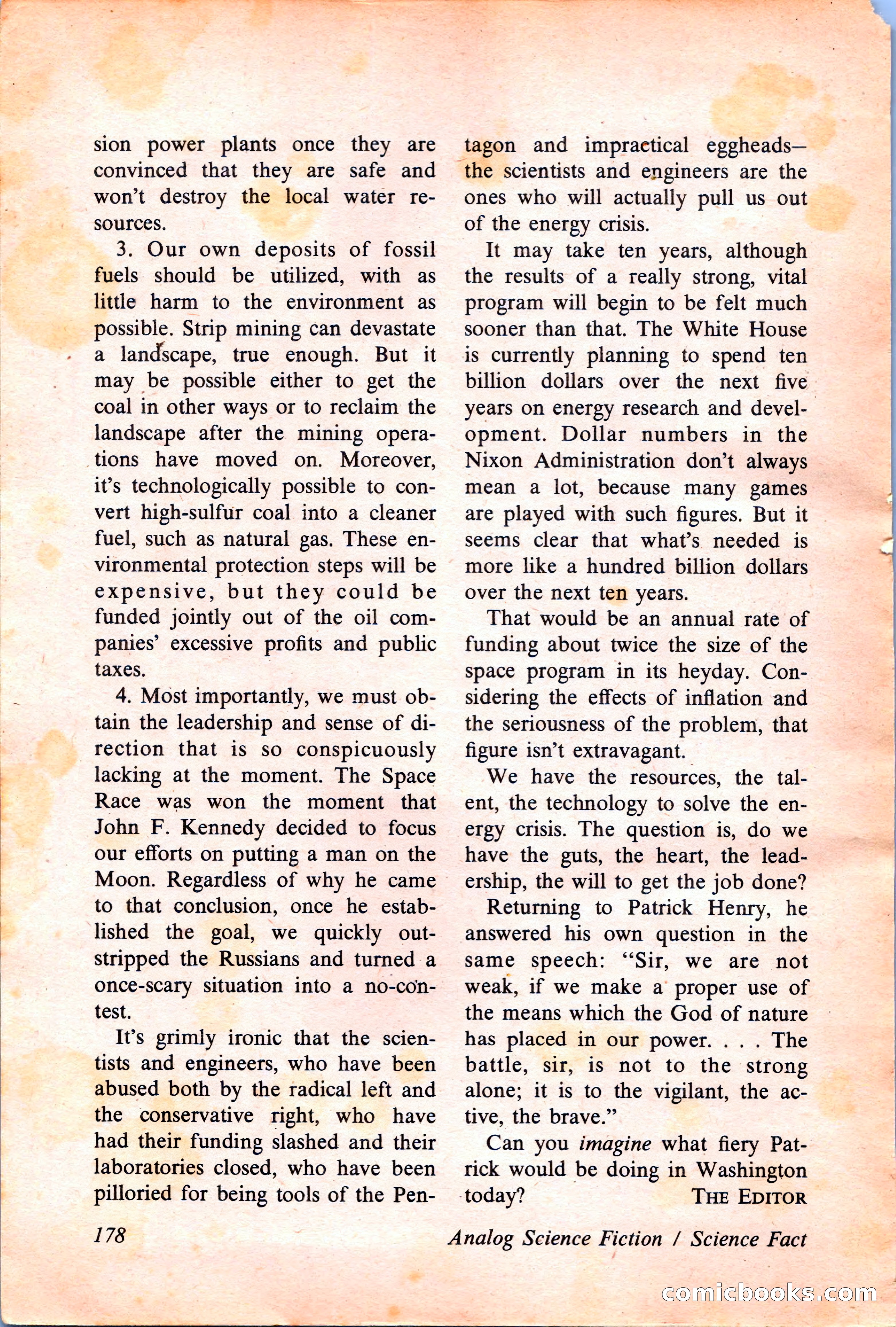 Analog Science Fiction and Fact, April 1974 — page 178 of 180