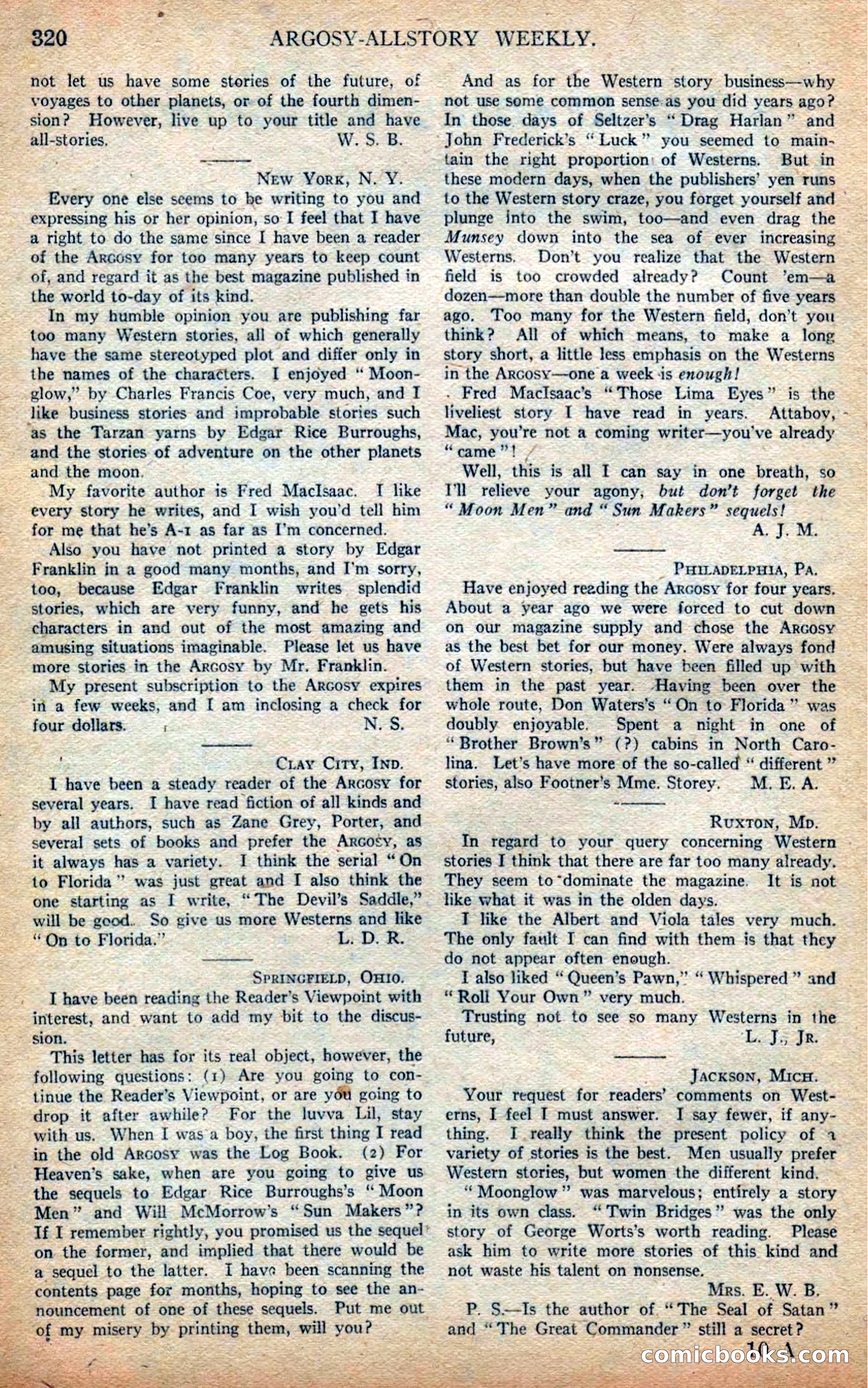 Argosy All-Story Weekly — page 166 of 168