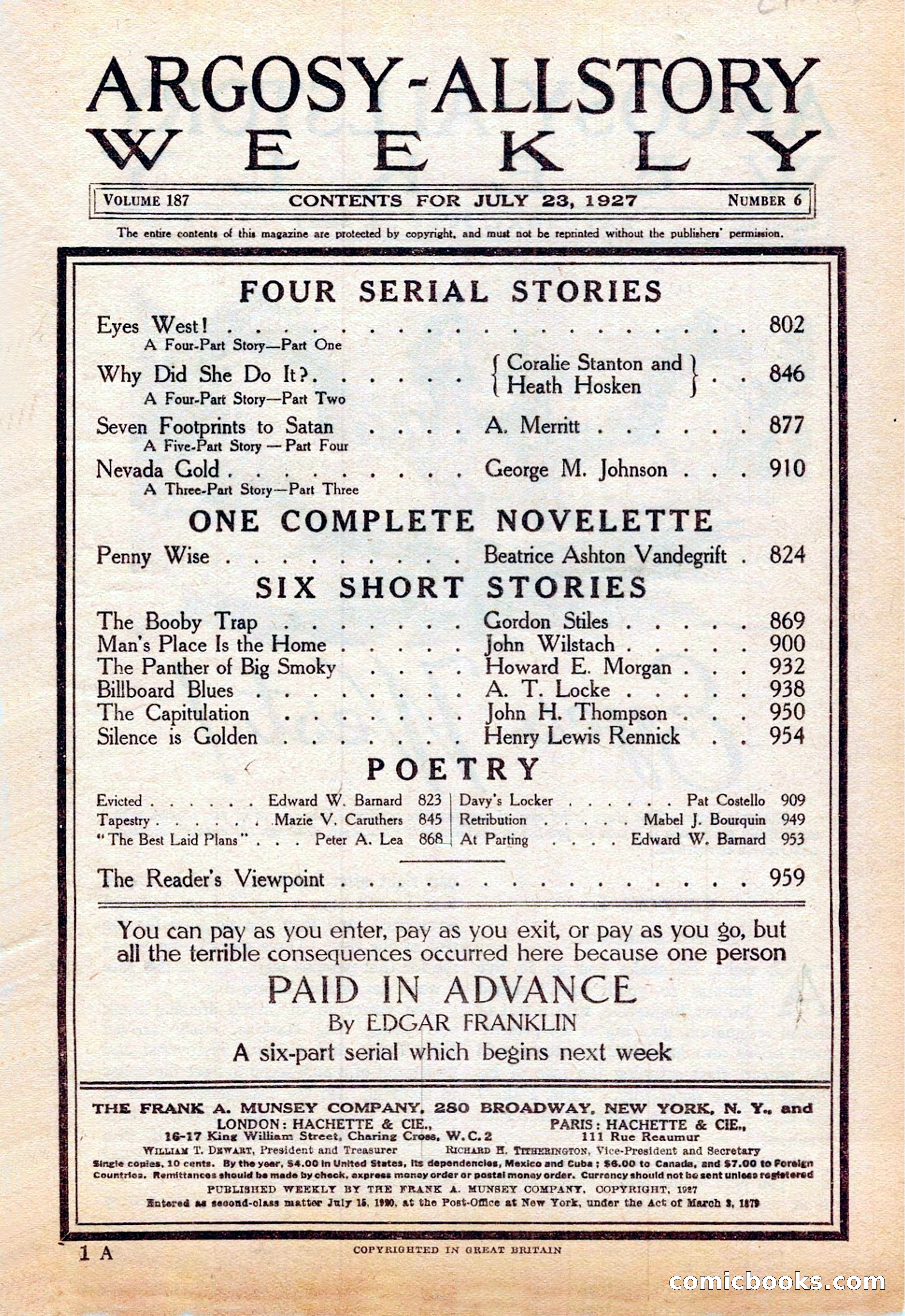 Argosy All-Story Weekly — page 3 of 164