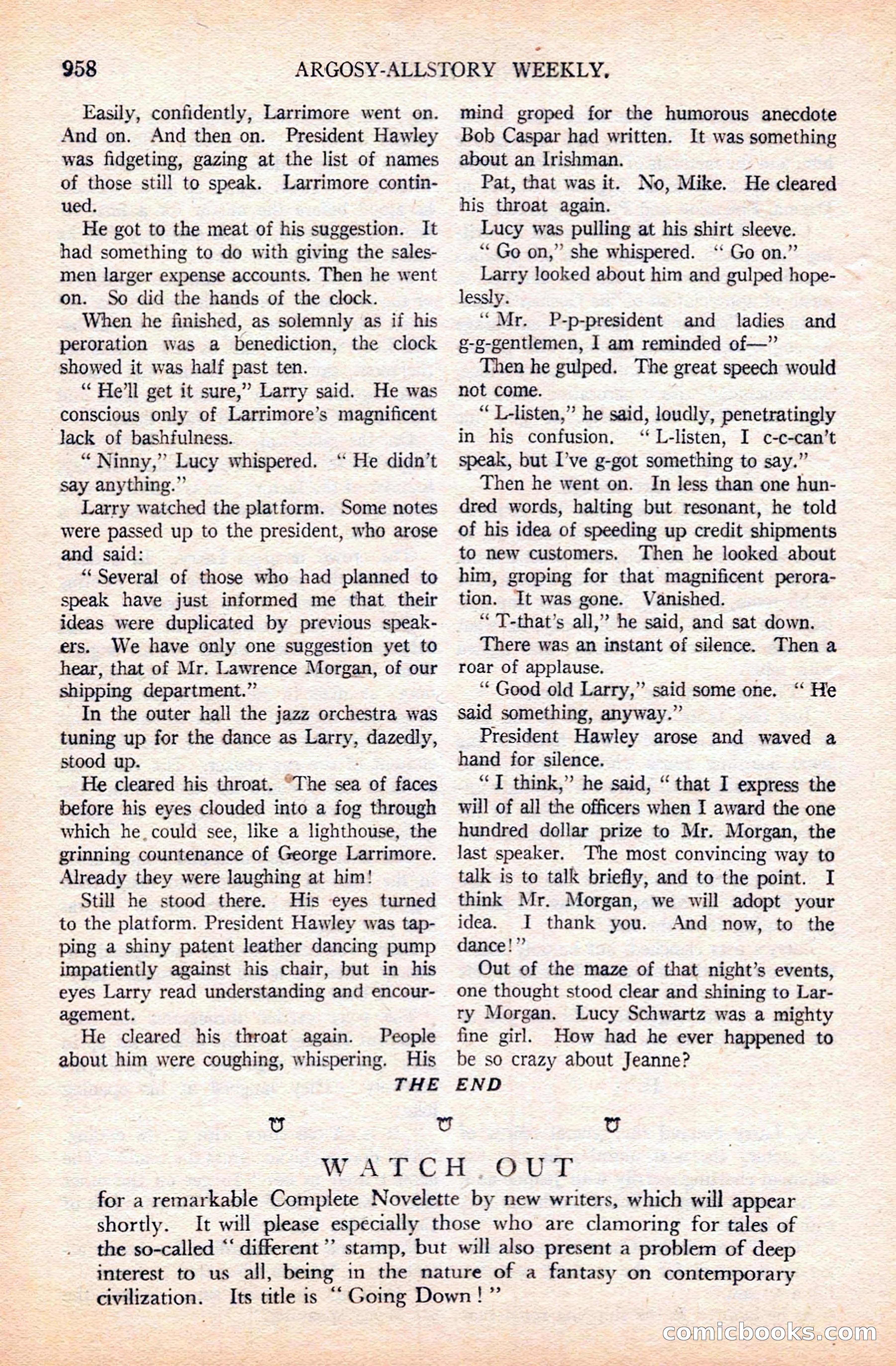 Argosy All-Story Weekly — page 160 of 164