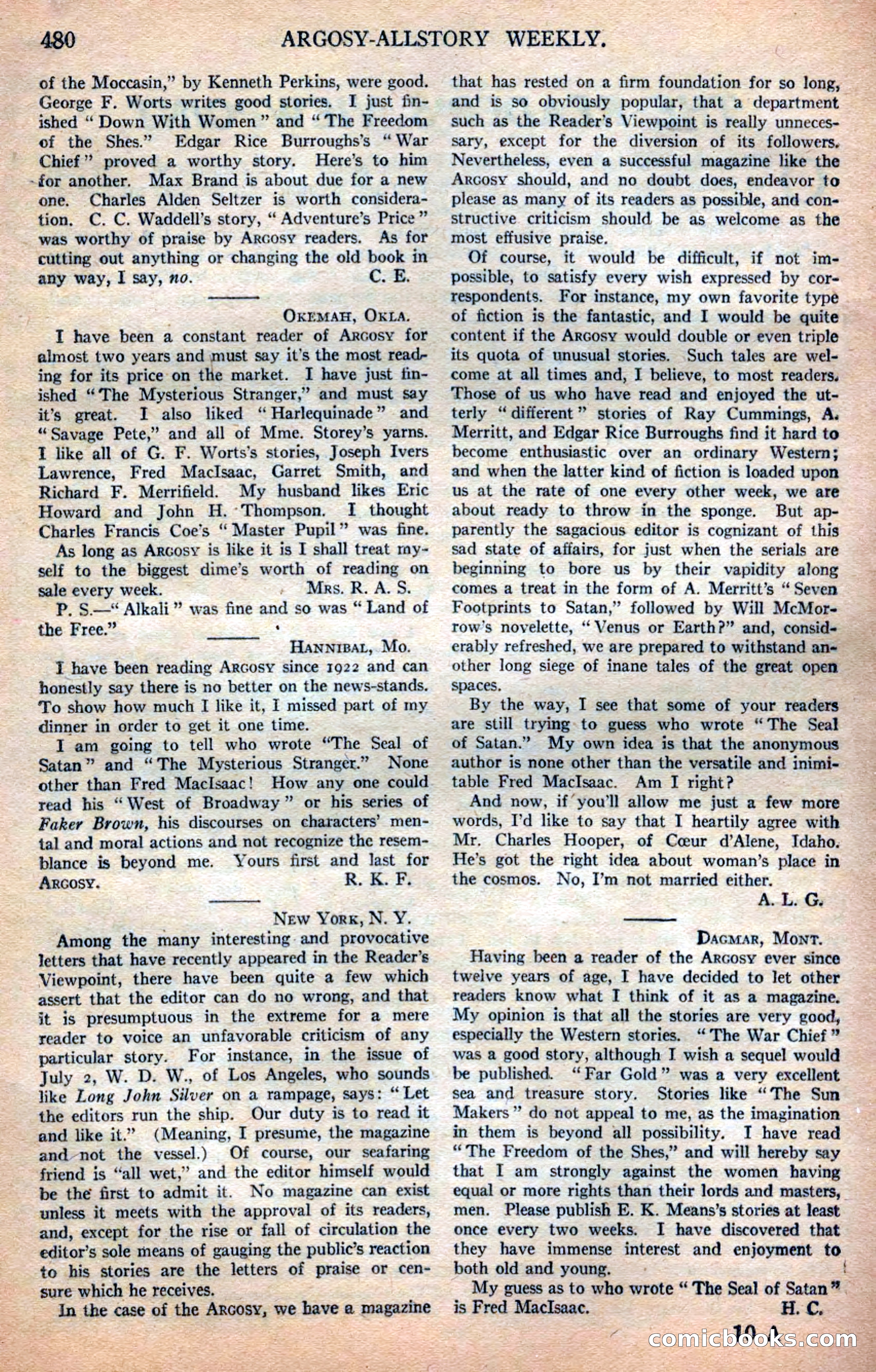 Argosy All-Story Weekly — page 166 of 168