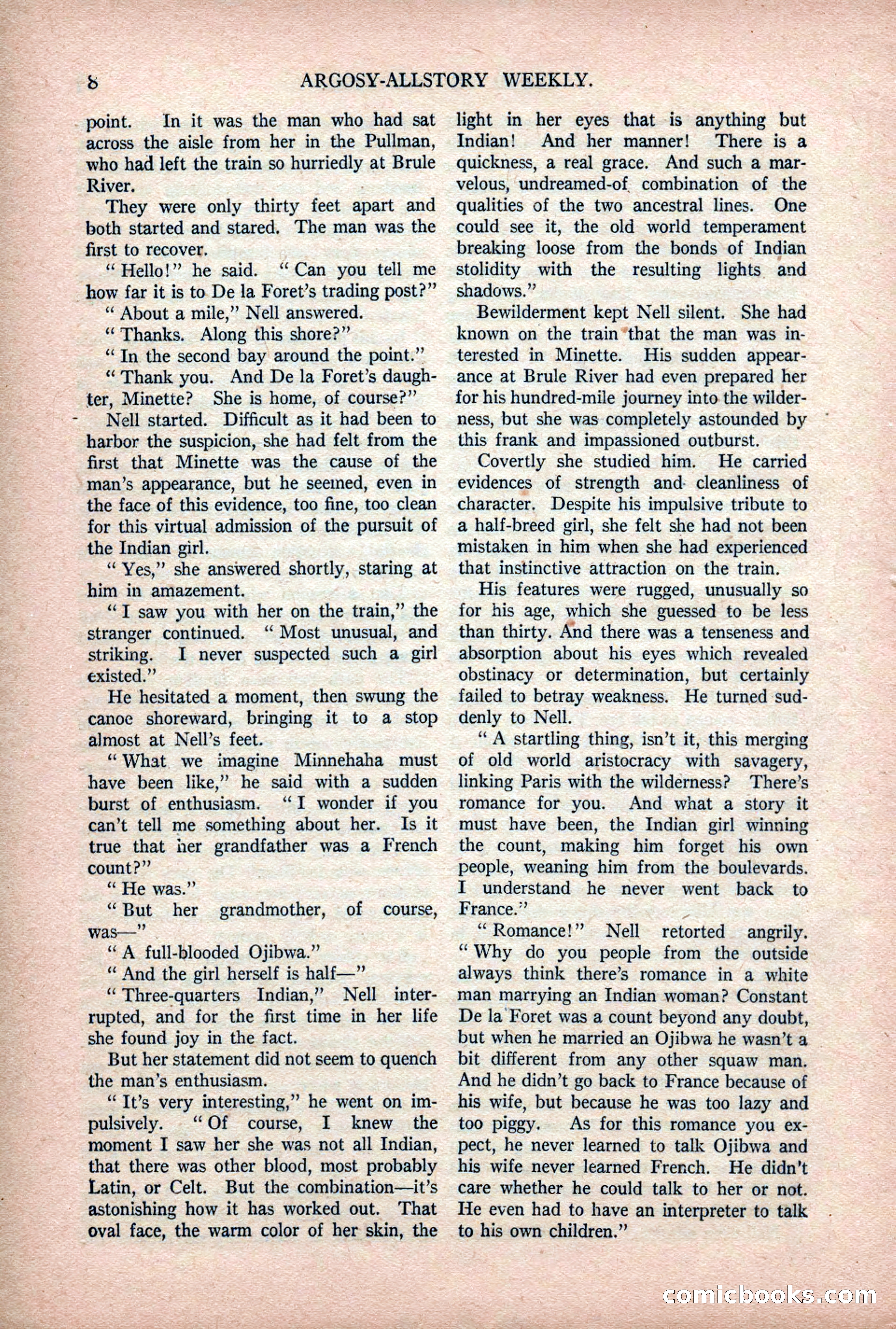 Argosy All-Story Weekly — "Lure of the Wild" — page 20 of 174