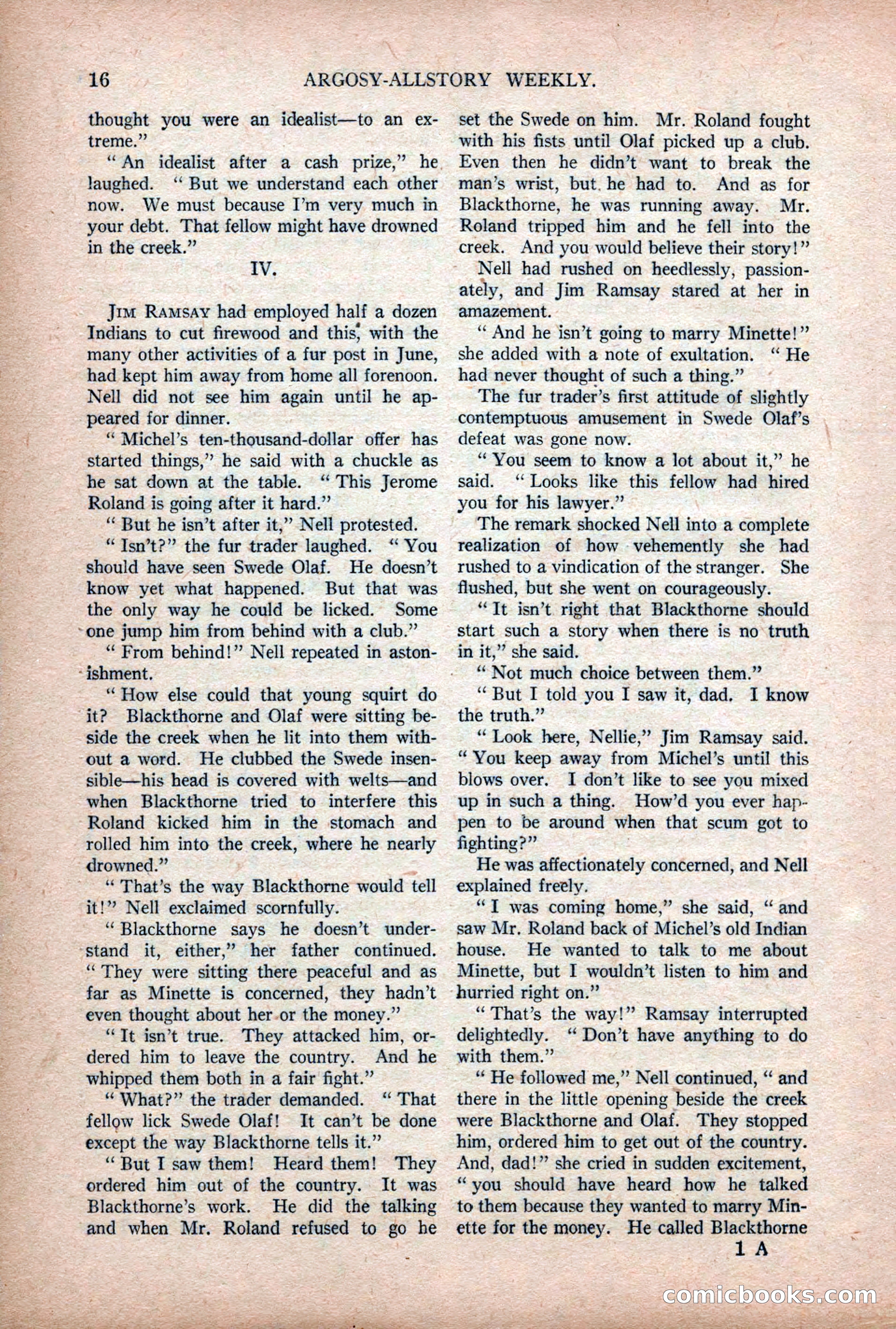 Argosy All-Story Weekly — "Lure of the Wild" — page 28 of 174