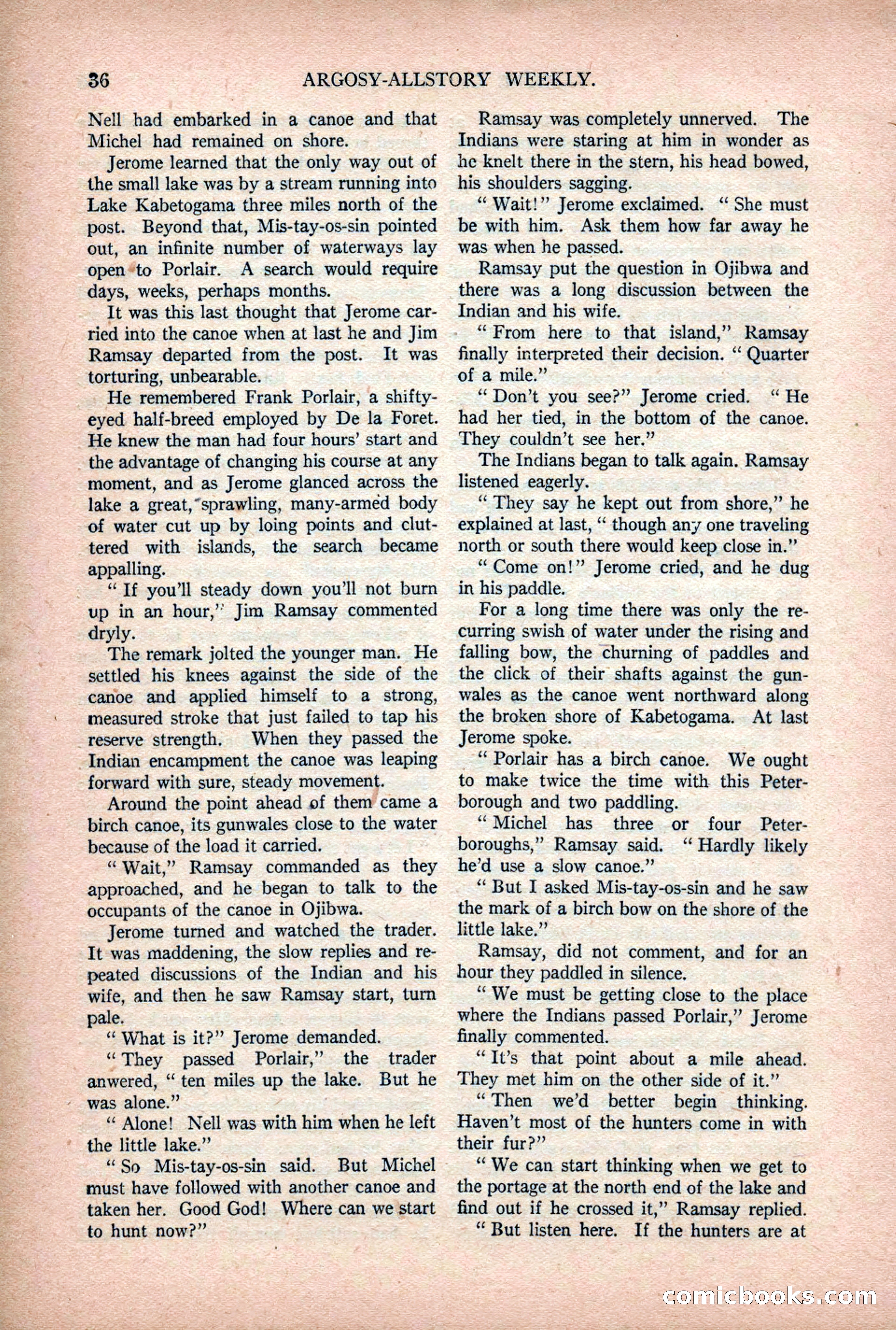 Argosy All-Story Weekly — "Lure of the Wild" — page 48 of 174