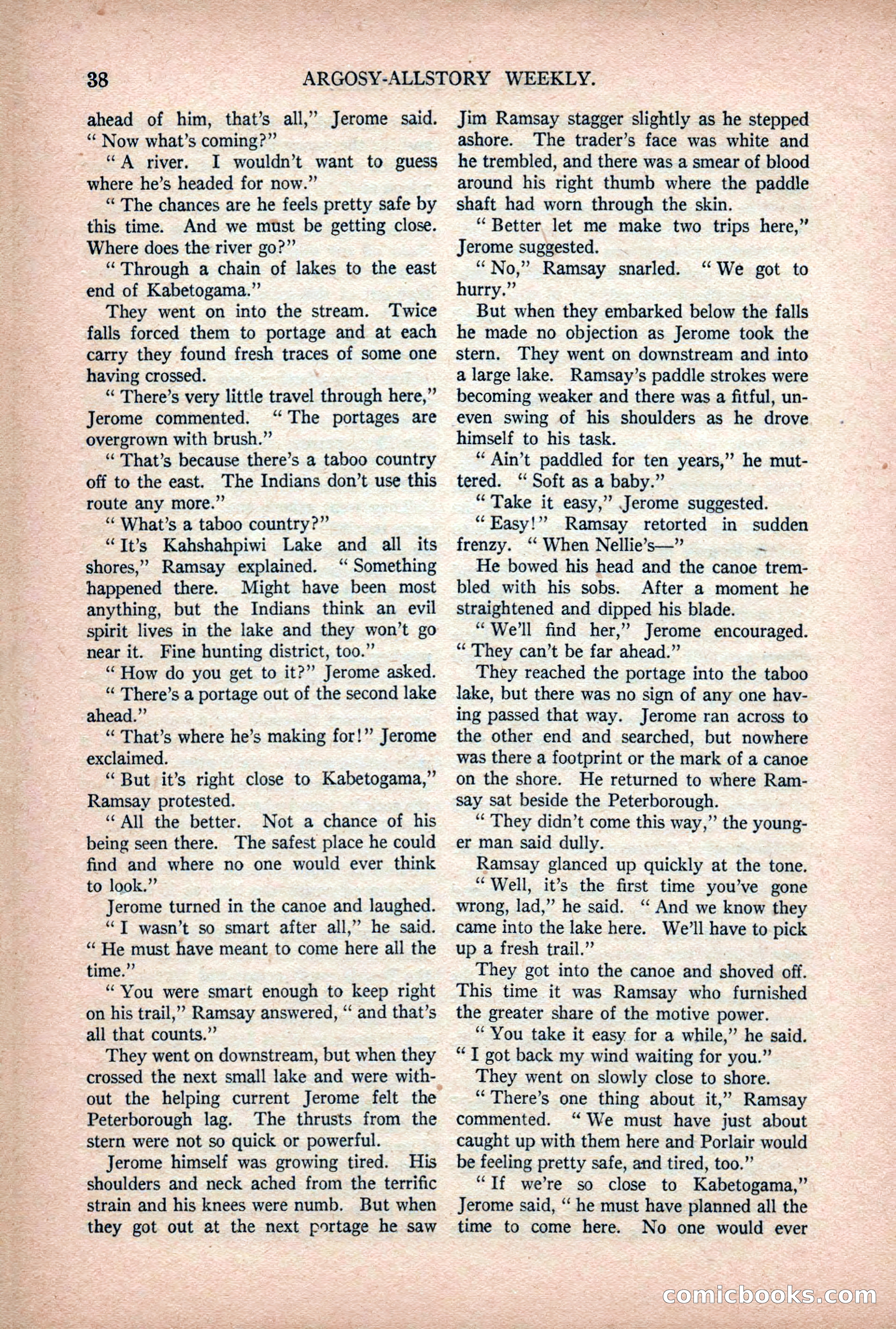 Argosy All-Story Weekly — "Lure of the Wild" — page 50 of 174