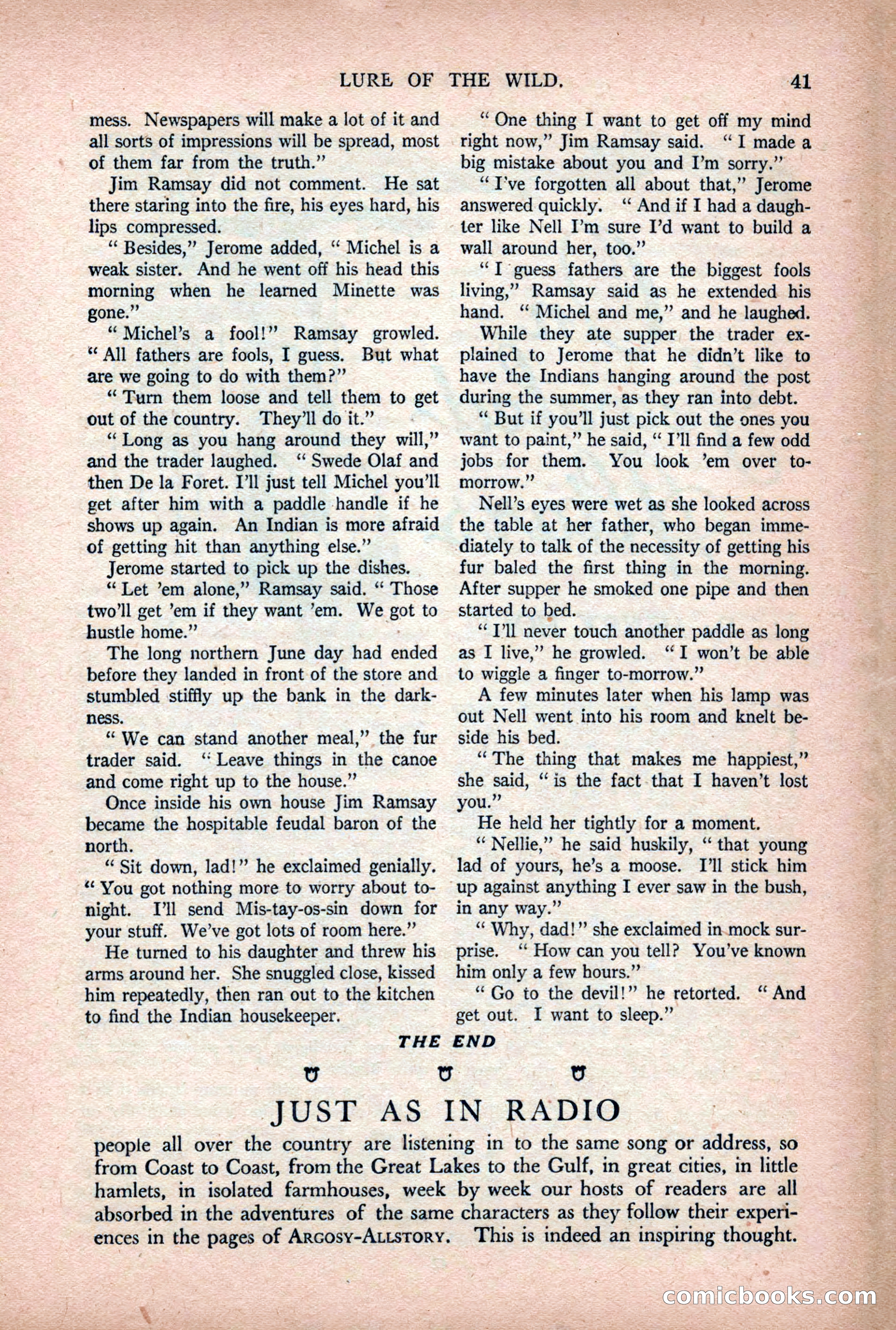 Argosy All-Story Weekly — "Lure of the Wild" — page 53 of 174