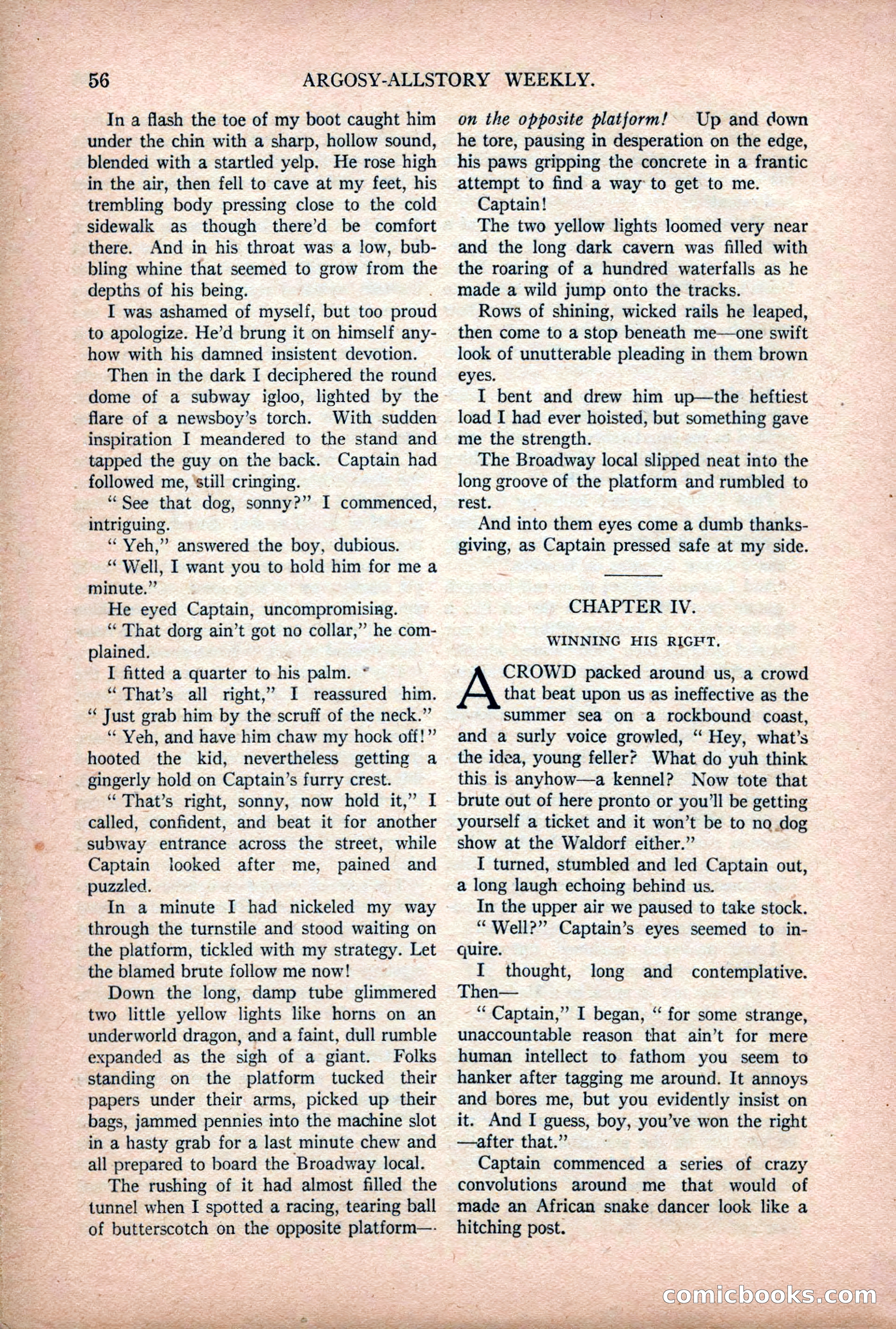 Argosy All-Story Weekly — "Lure of the Wild" — page 68 of 174