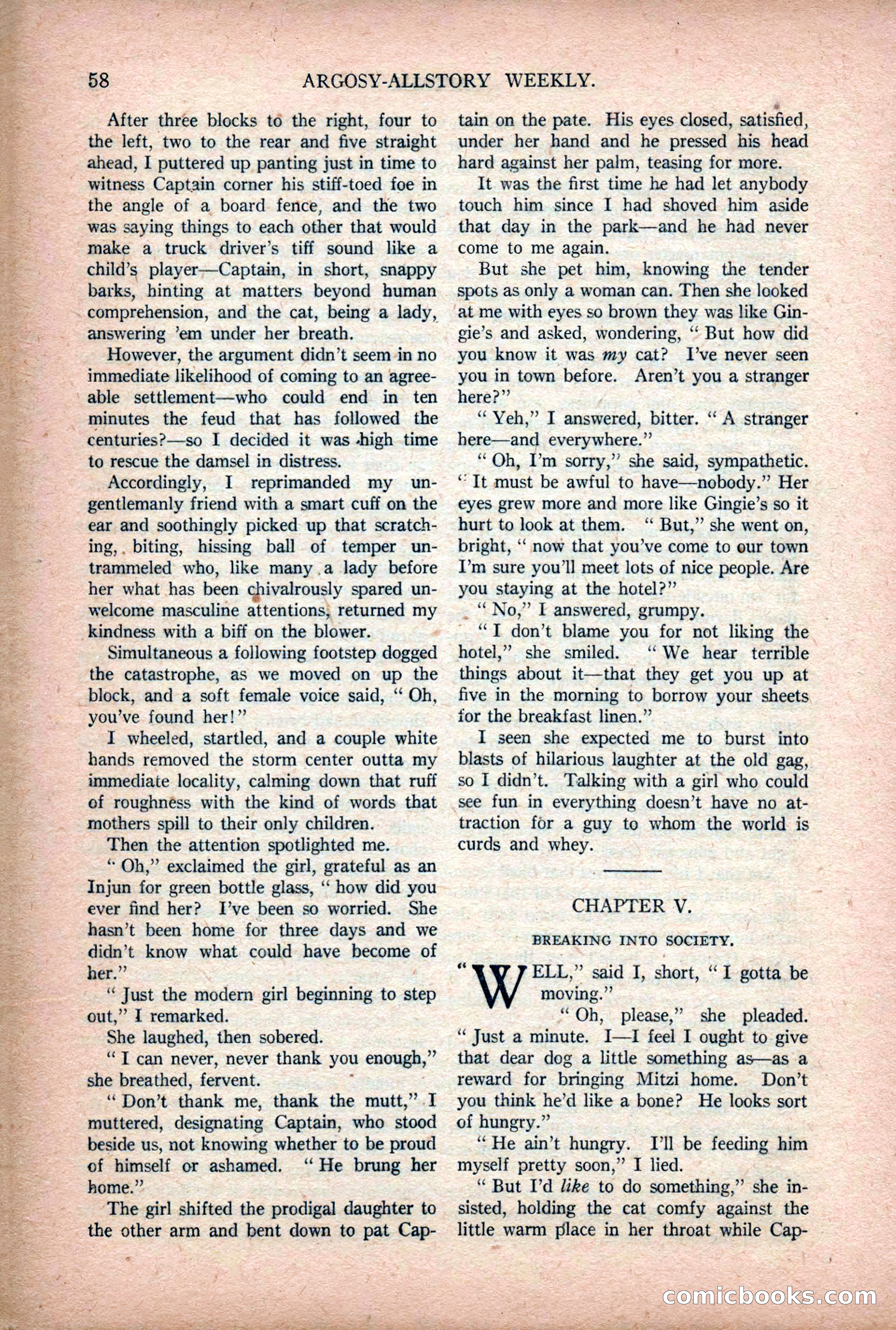 Argosy All-Story Weekly — "Lure of the Wild" — page 70 of 174