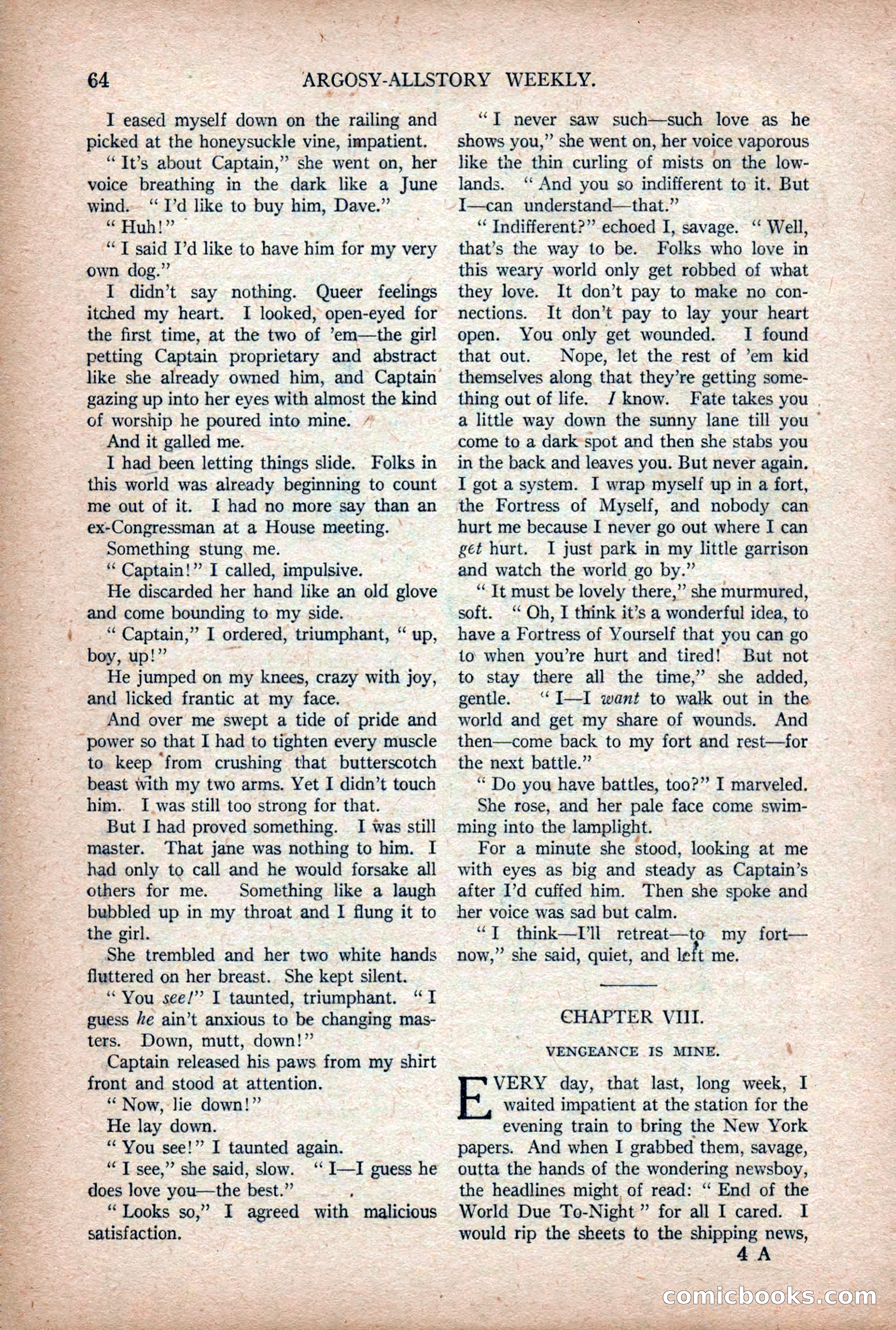 Argosy All-Story Weekly — "Lure of the Wild" — page 76 of 174