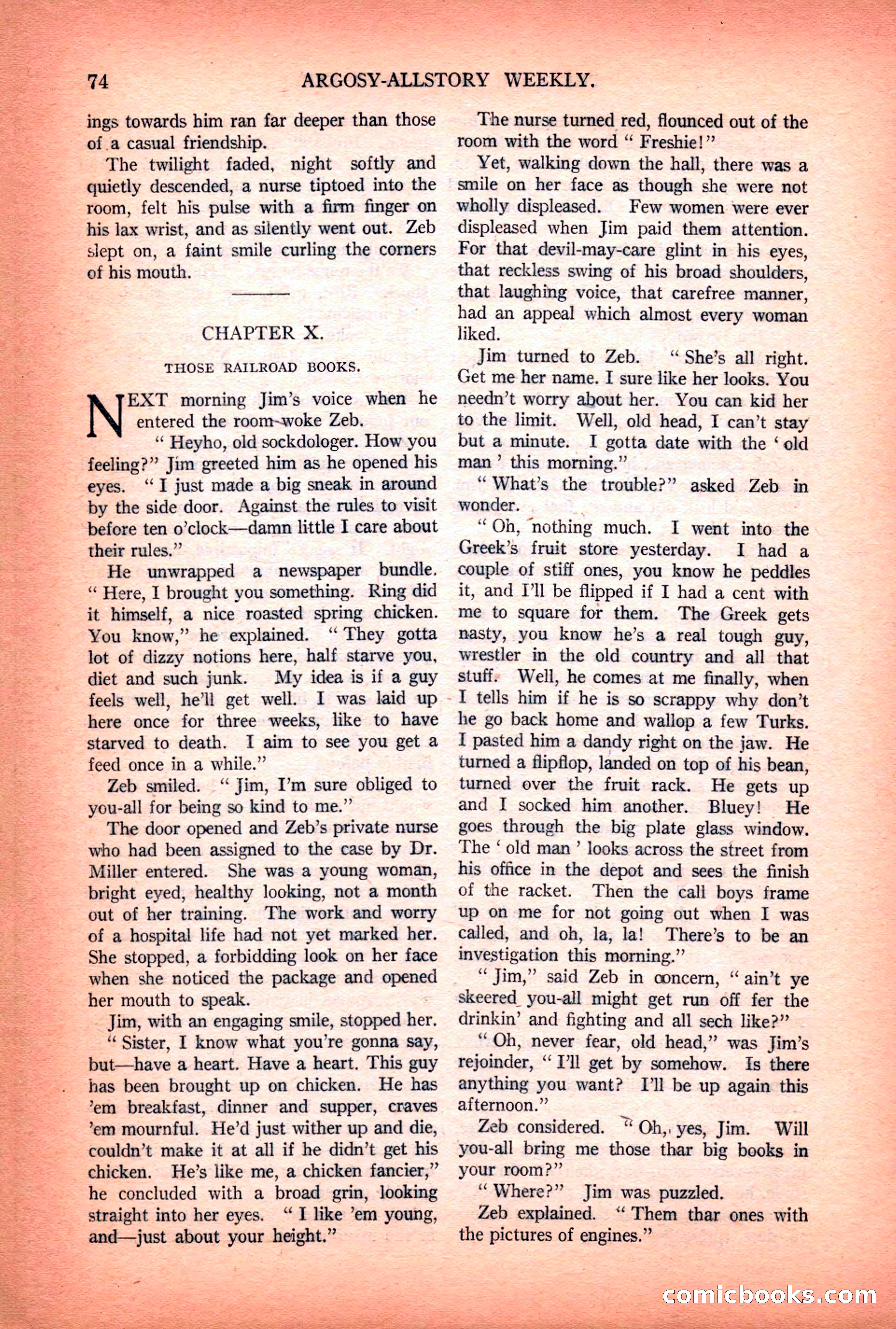 Argosy All-Story Weekly — "Lure of the Wild" — page 86 of 174