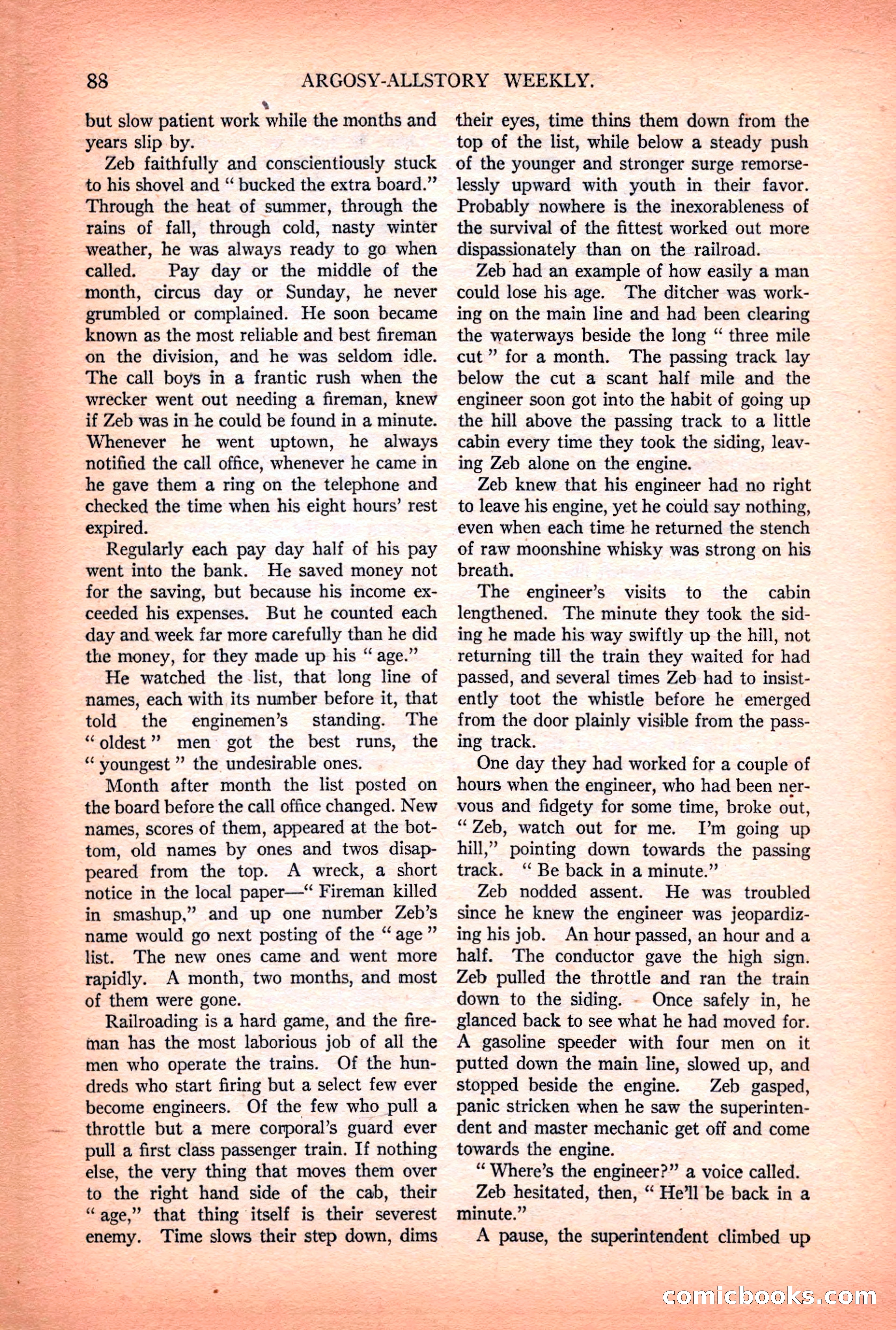 Argosy All-Story Weekly — "Lure of the Wild" — page 100 of 174