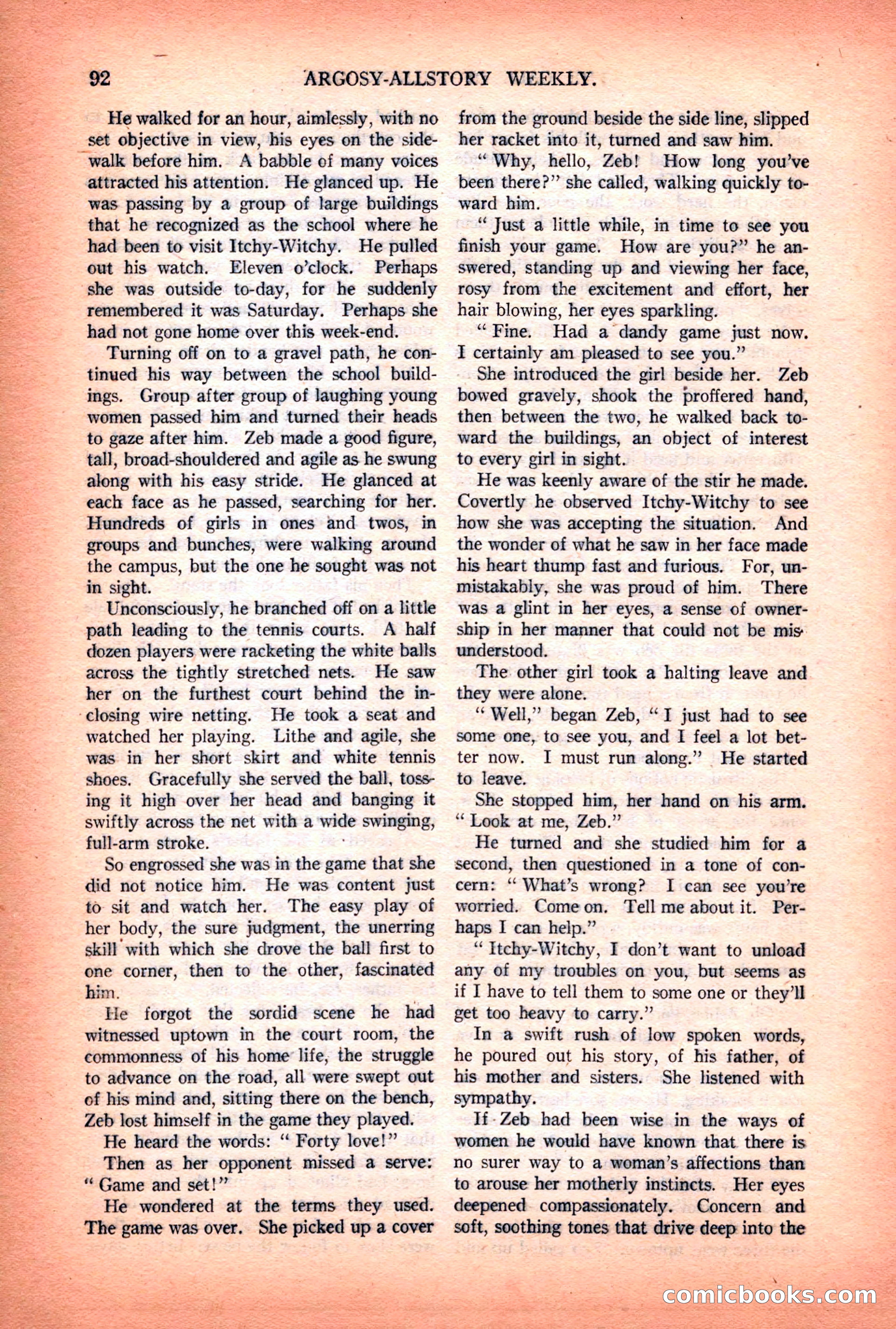 Argosy All-Story Weekly — "Lure of the Wild" — page 104 of 174