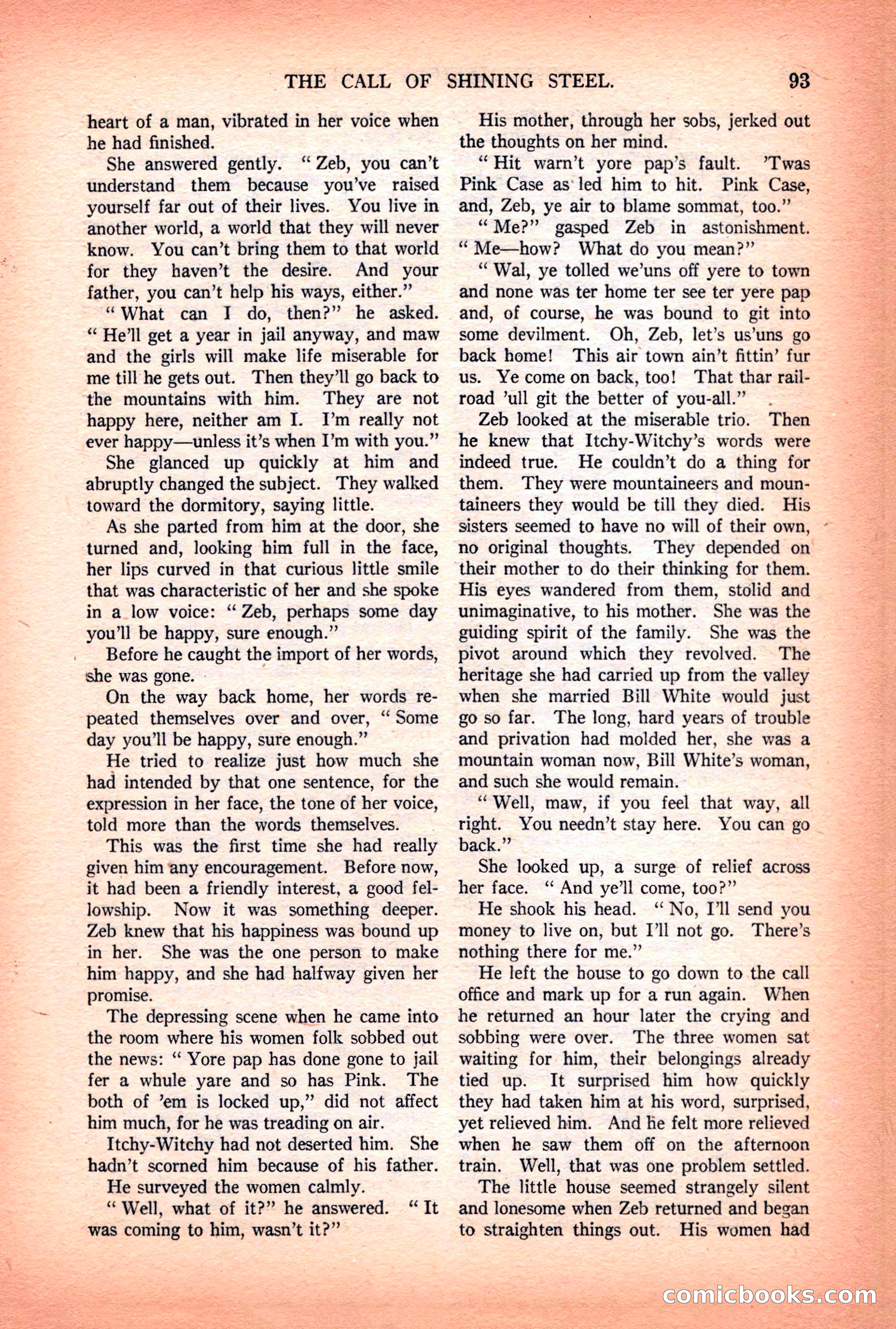 Argosy All-Story Weekly — "Lure of the Wild" — page 105 of 174
