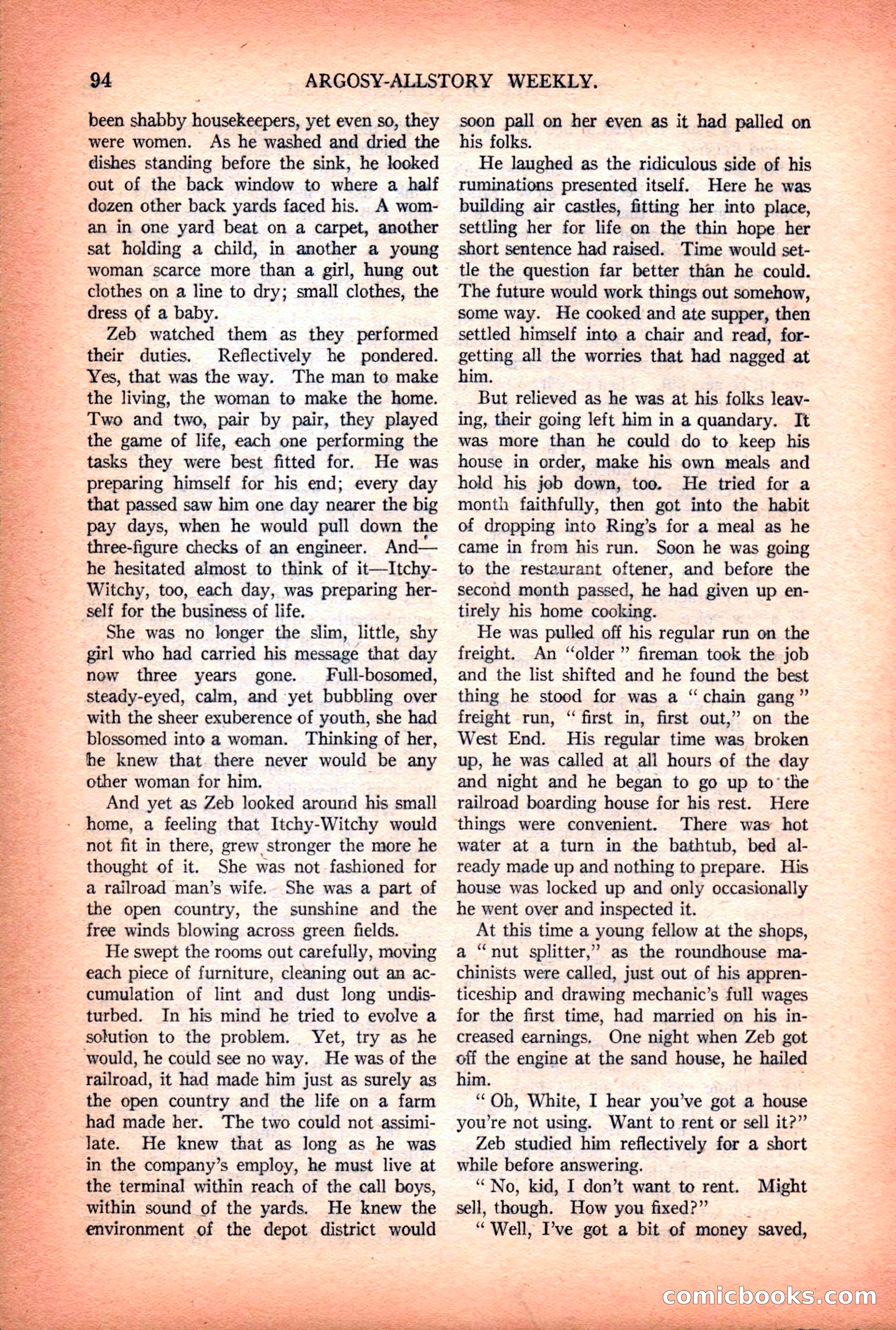 Argosy All-Story Weekly — "Lure of the Wild" — page 106 of 174