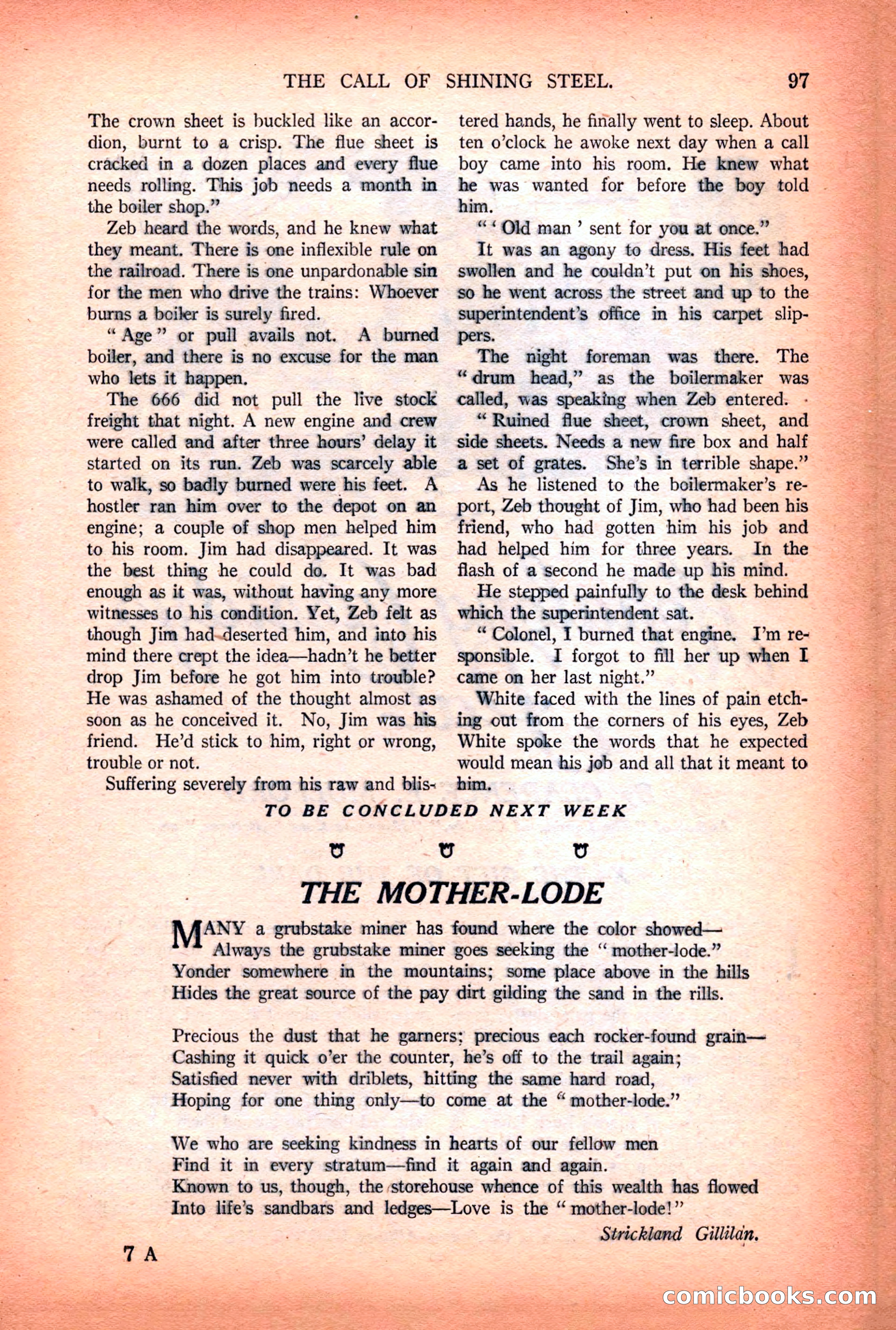 Argosy All-Story Weekly — "Lure of the Wild" — page 109 of 174
