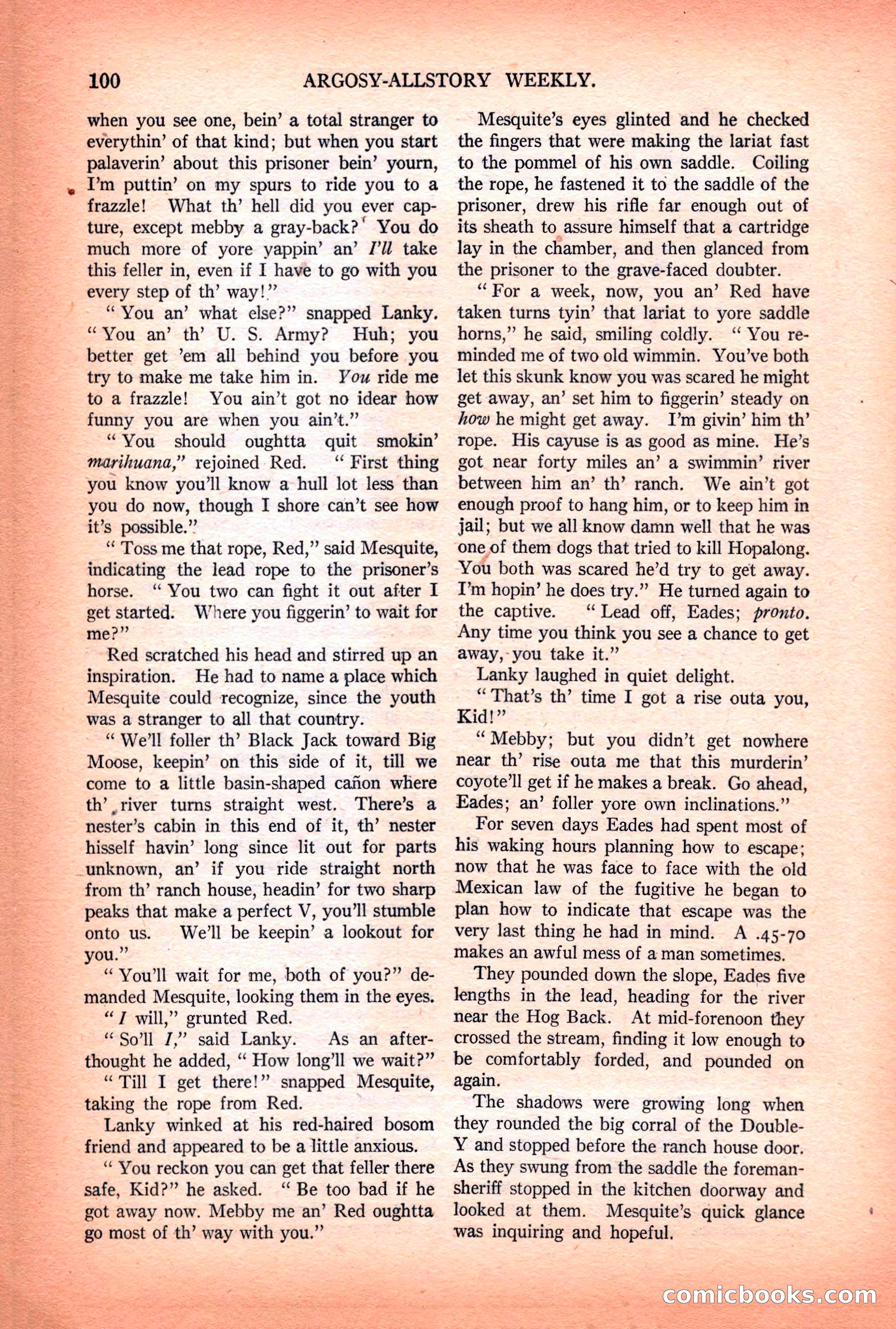 Argosy All-Story Weekly — "Lure of the Wild" — page 112 of 174