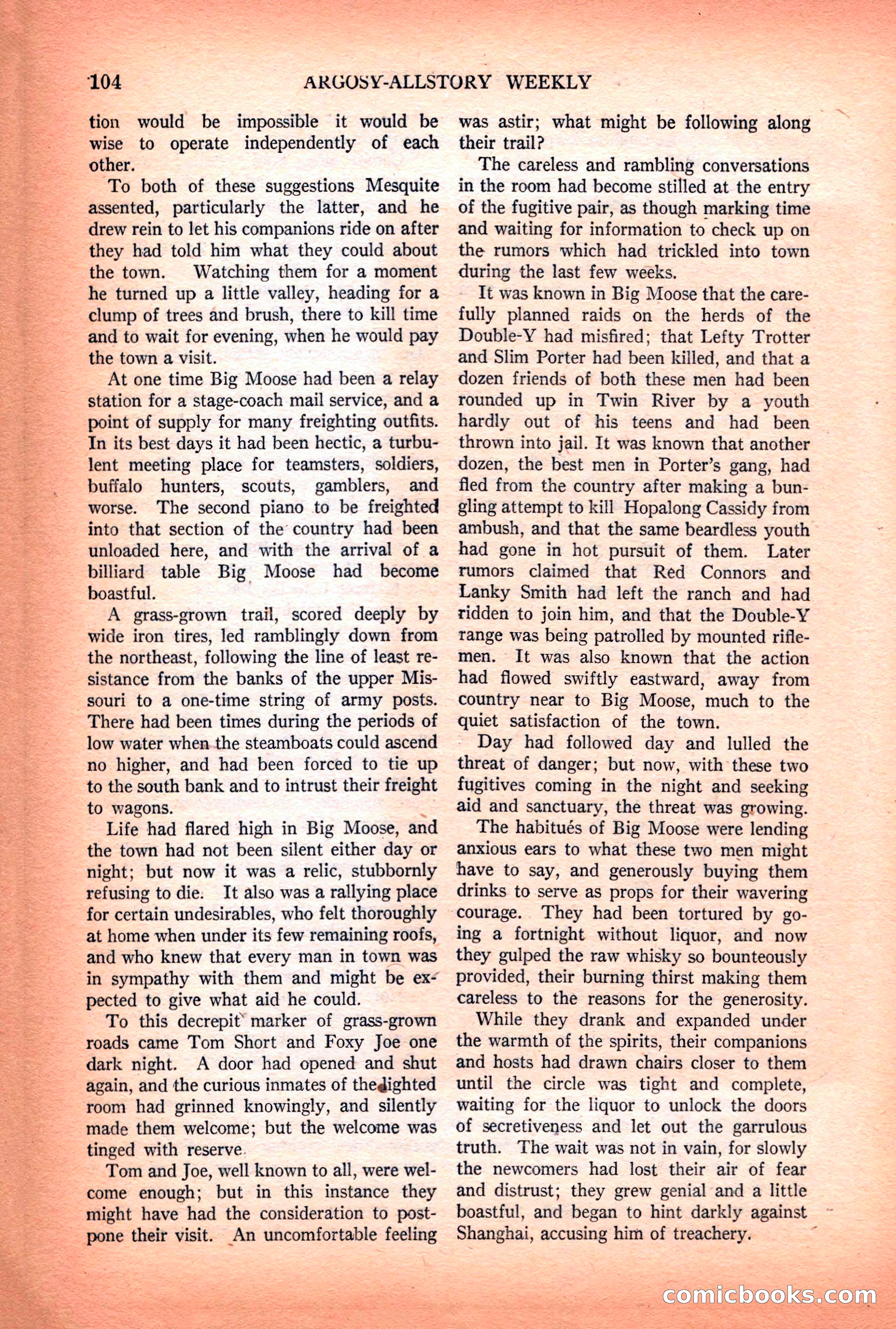 Argosy All-Story Weekly — "Lure of the Wild" — page 116 of 174