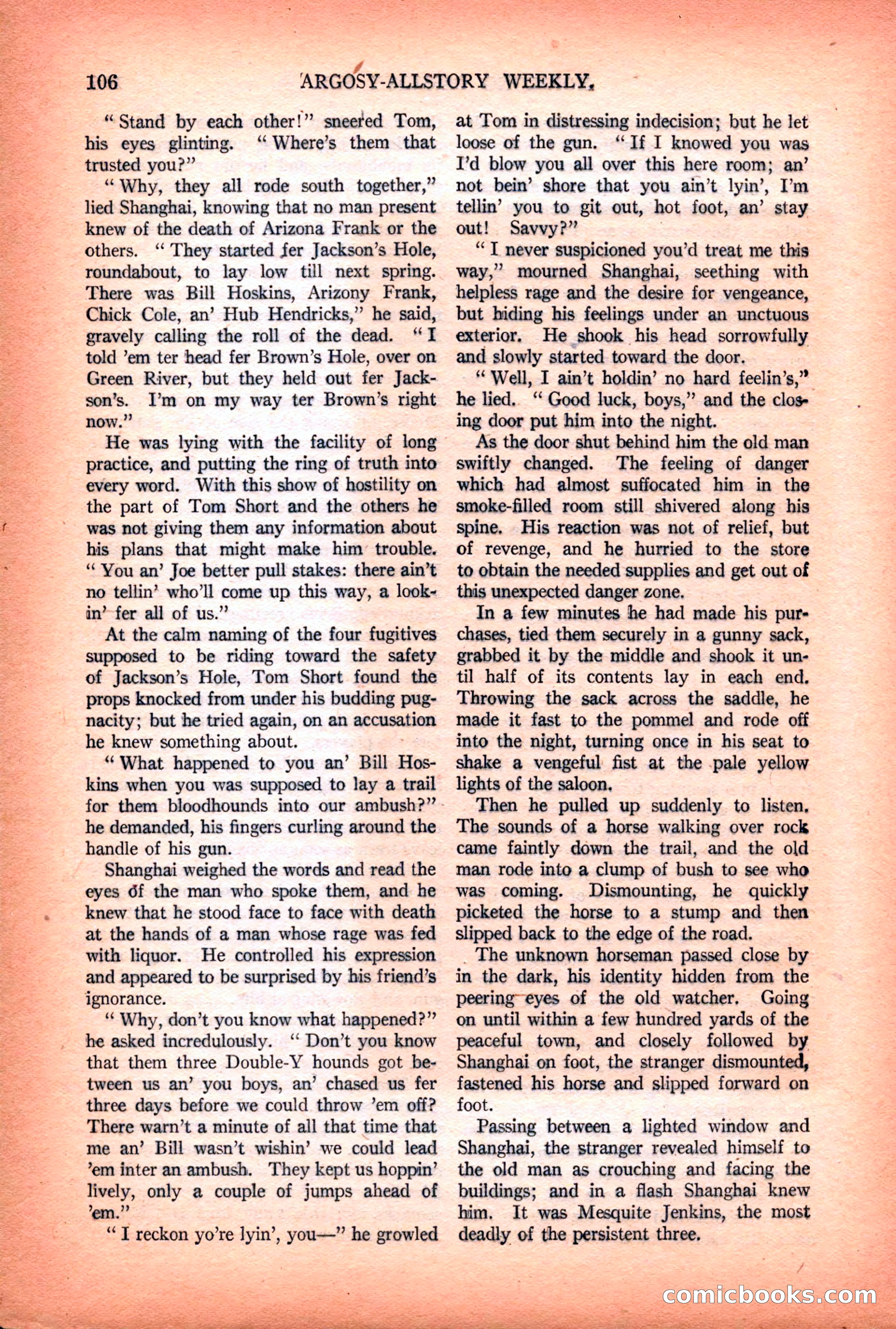 Argosy All-Story Weekly — "Lure of the Wild" — page 118 of 174