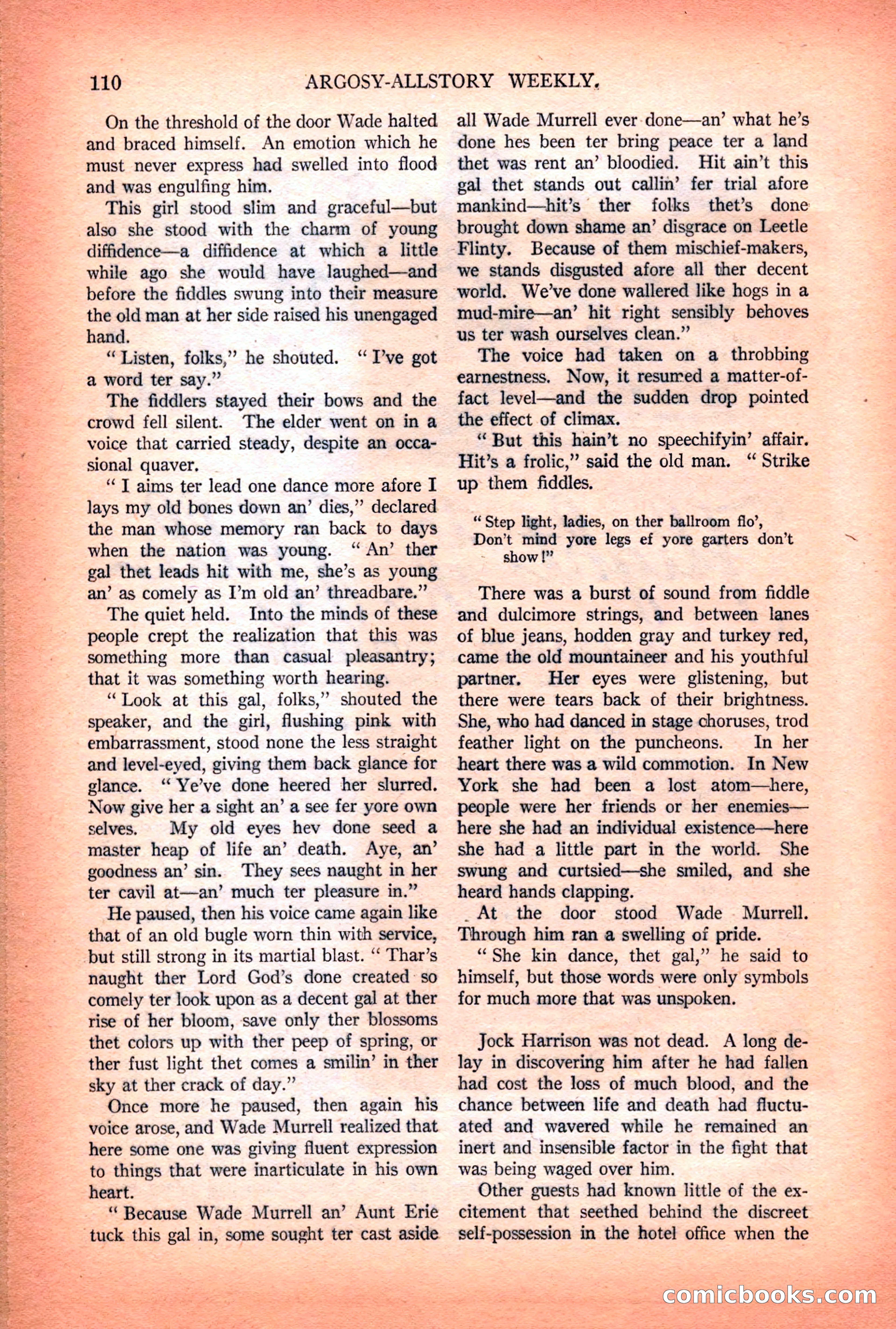 Argosy All-Story Weekly — "Lure of the Wild" — page 122 of 174
