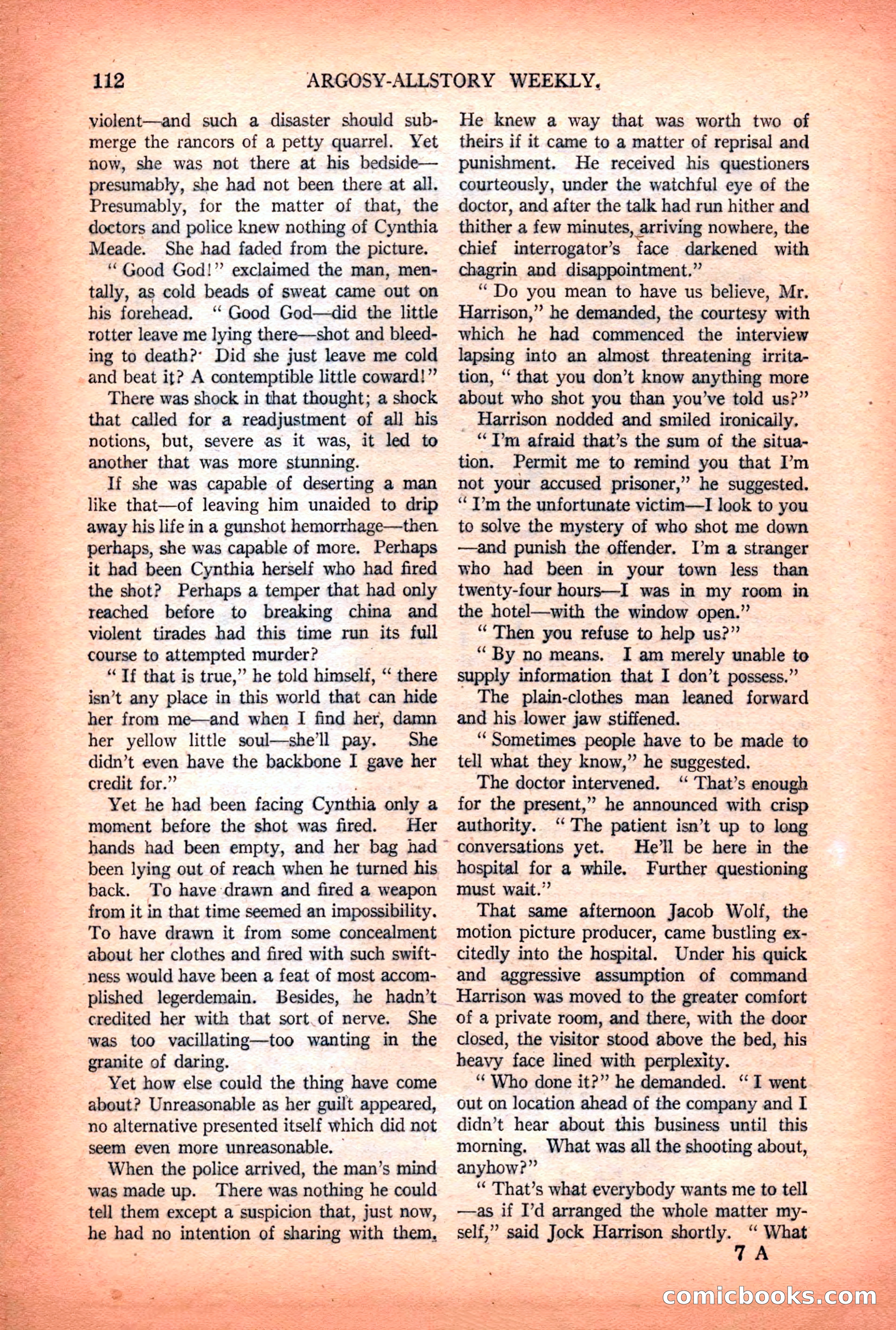 Argosy All-Story Weekly — "Lure of the Wild" — page 124 of 174