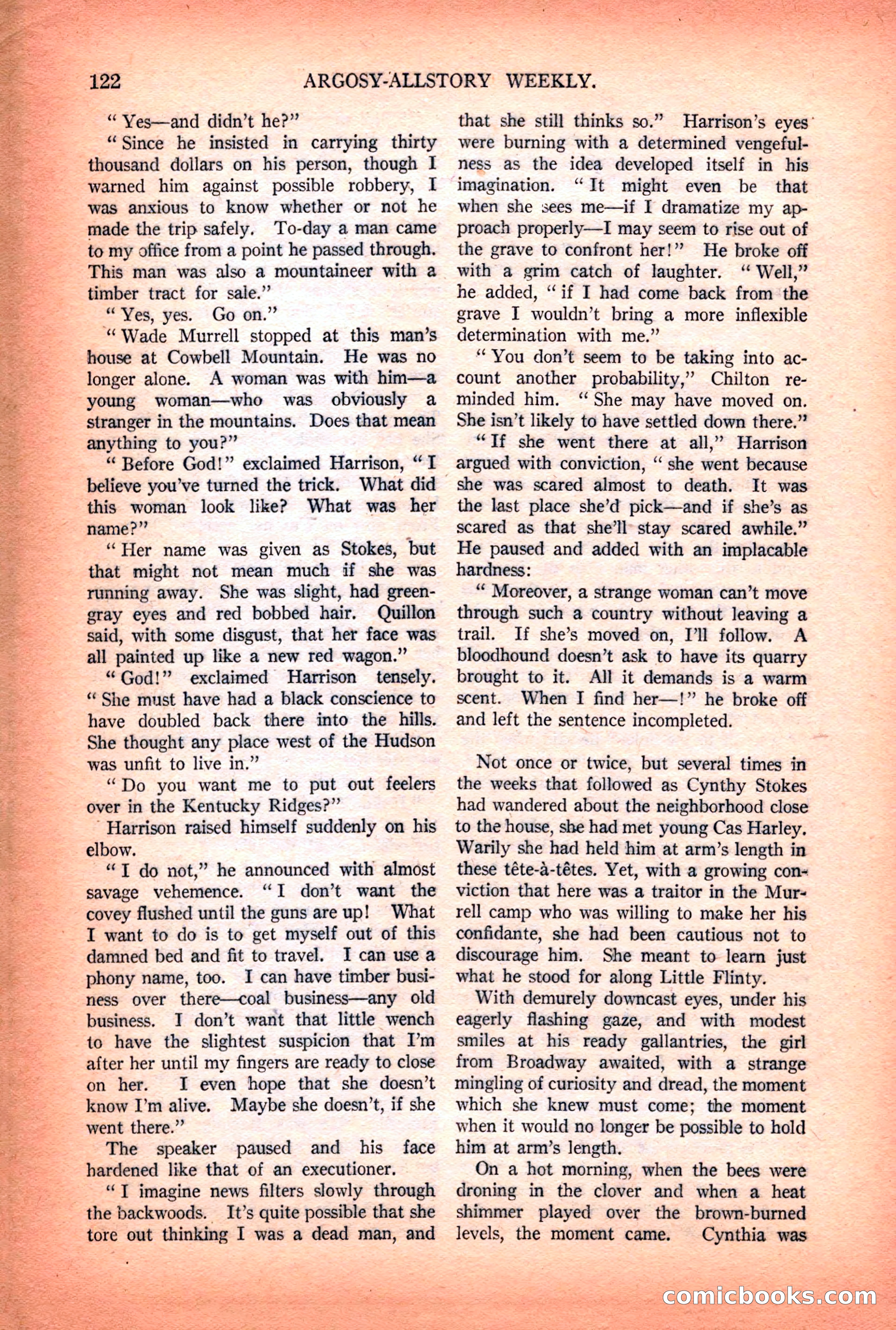 Argosy All-Story Weekly — "Lure of the Wild" — page 134 of 174