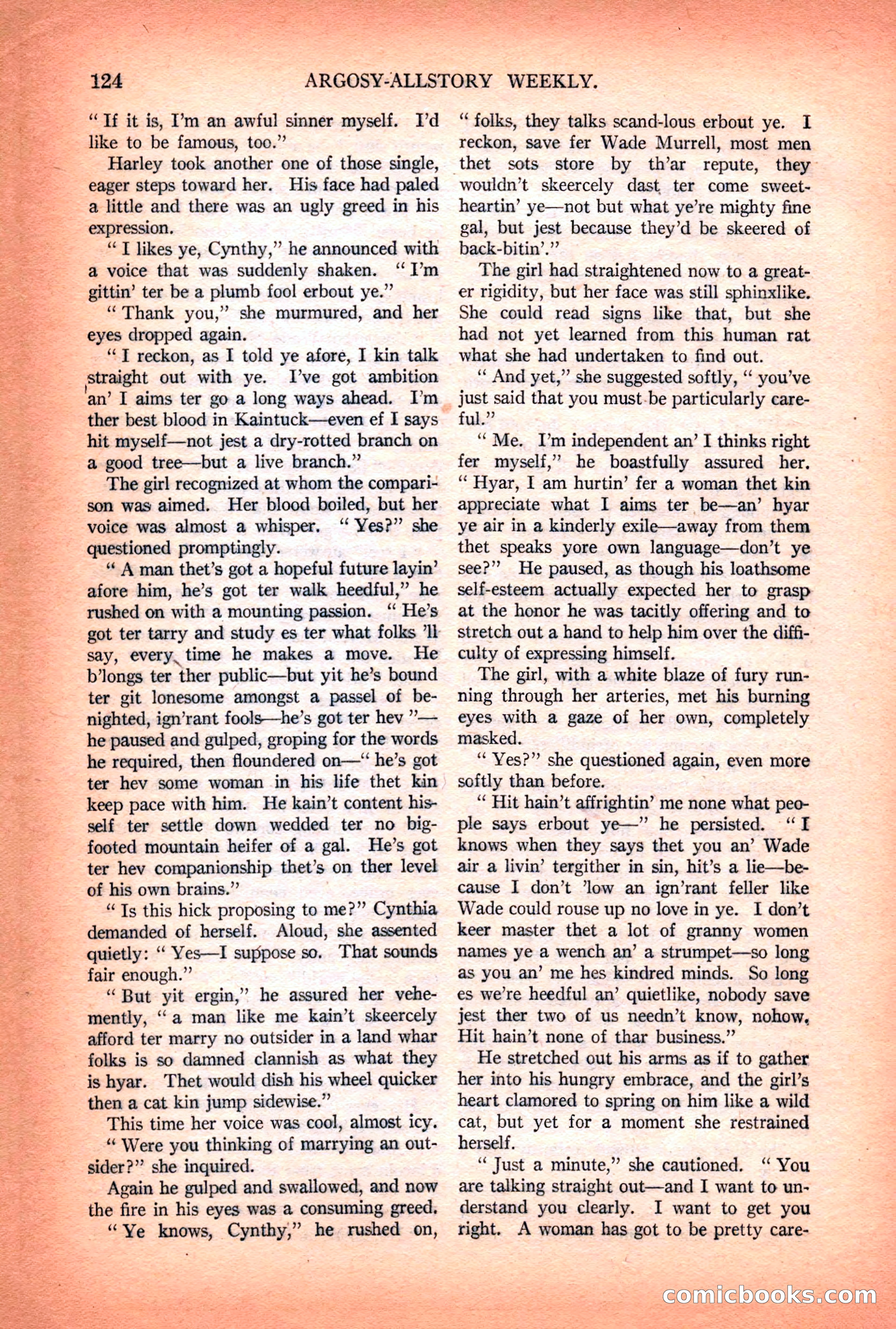 Argosy All-Story Weekly — "Lure of the Wild" — page 136 of 174