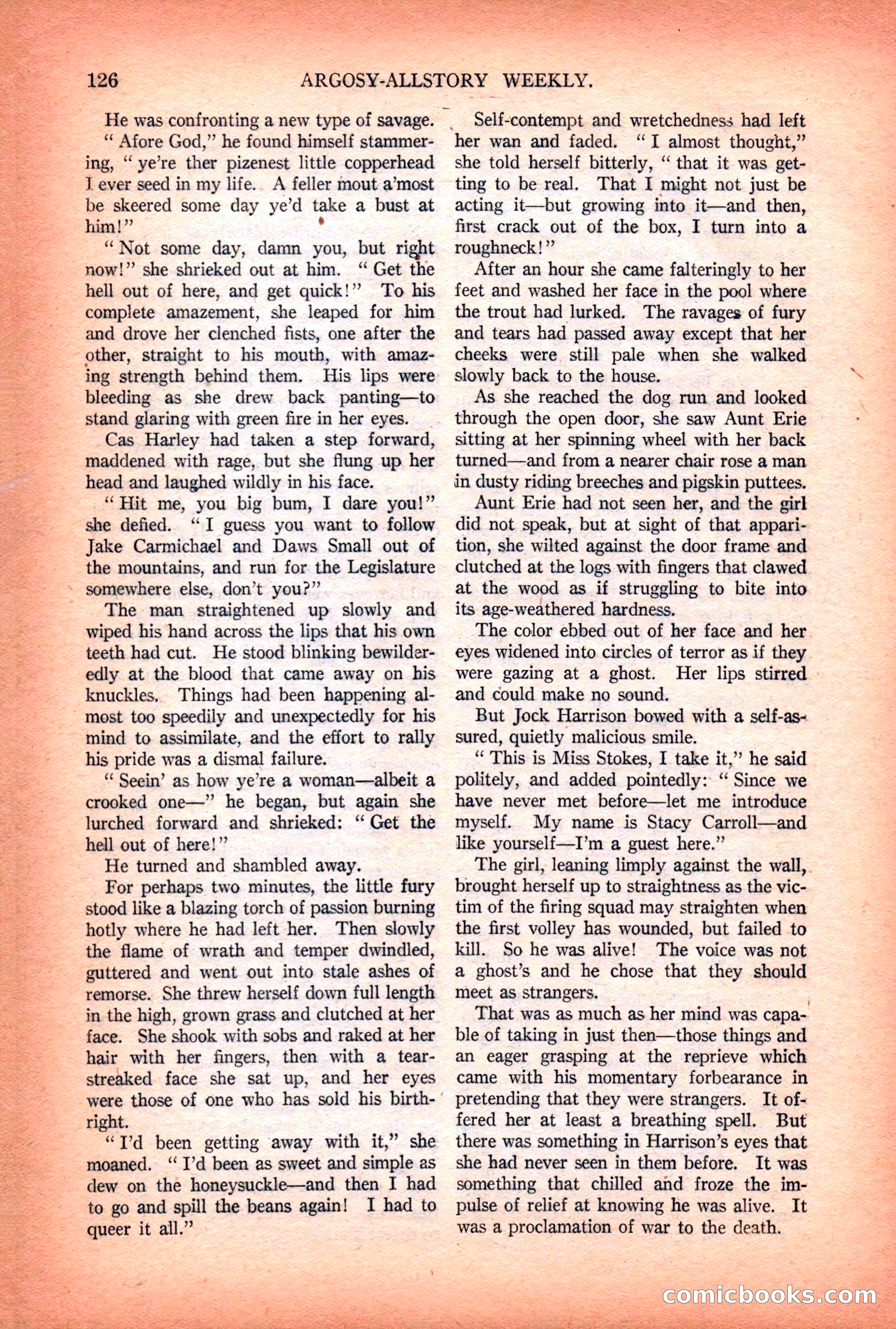Argosy All-Story Weekly — "Lure of the Wild" — page 138 of 174