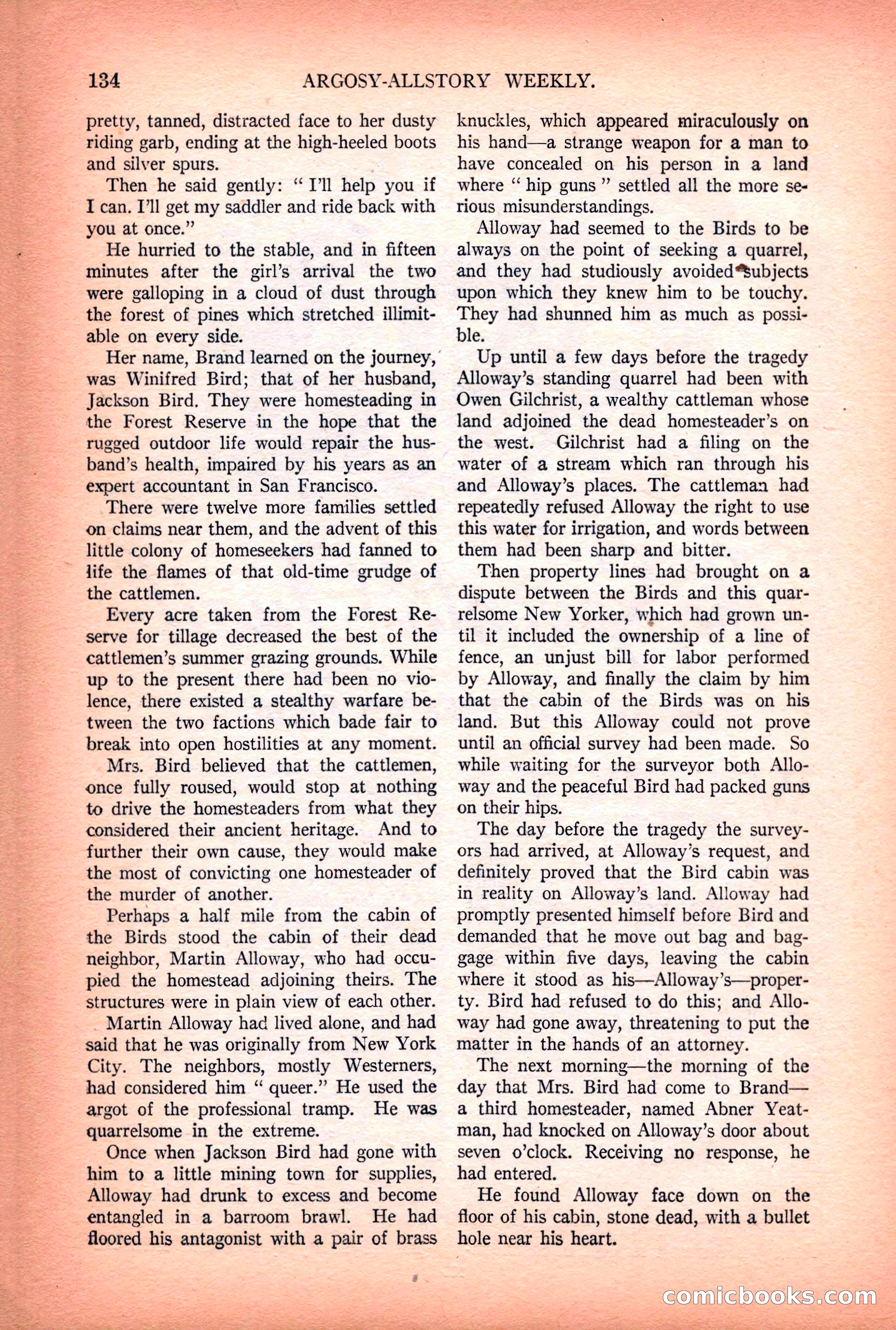 Argosy All-Story Weekly — "Lure of the Wild" — page 146 of 174