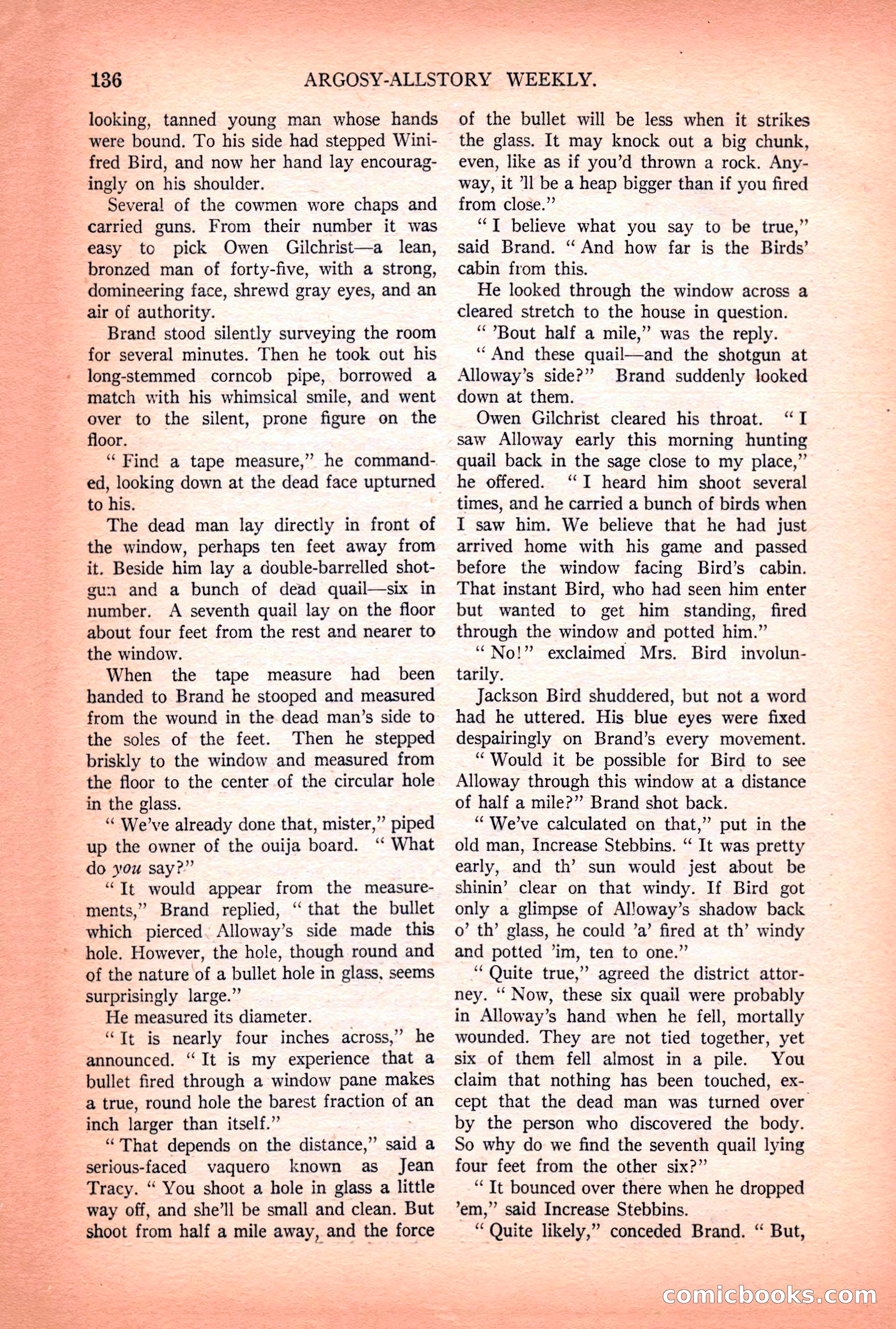 Argosy All-Story Weekly — "Lure of the Wild" — page 148 of 174