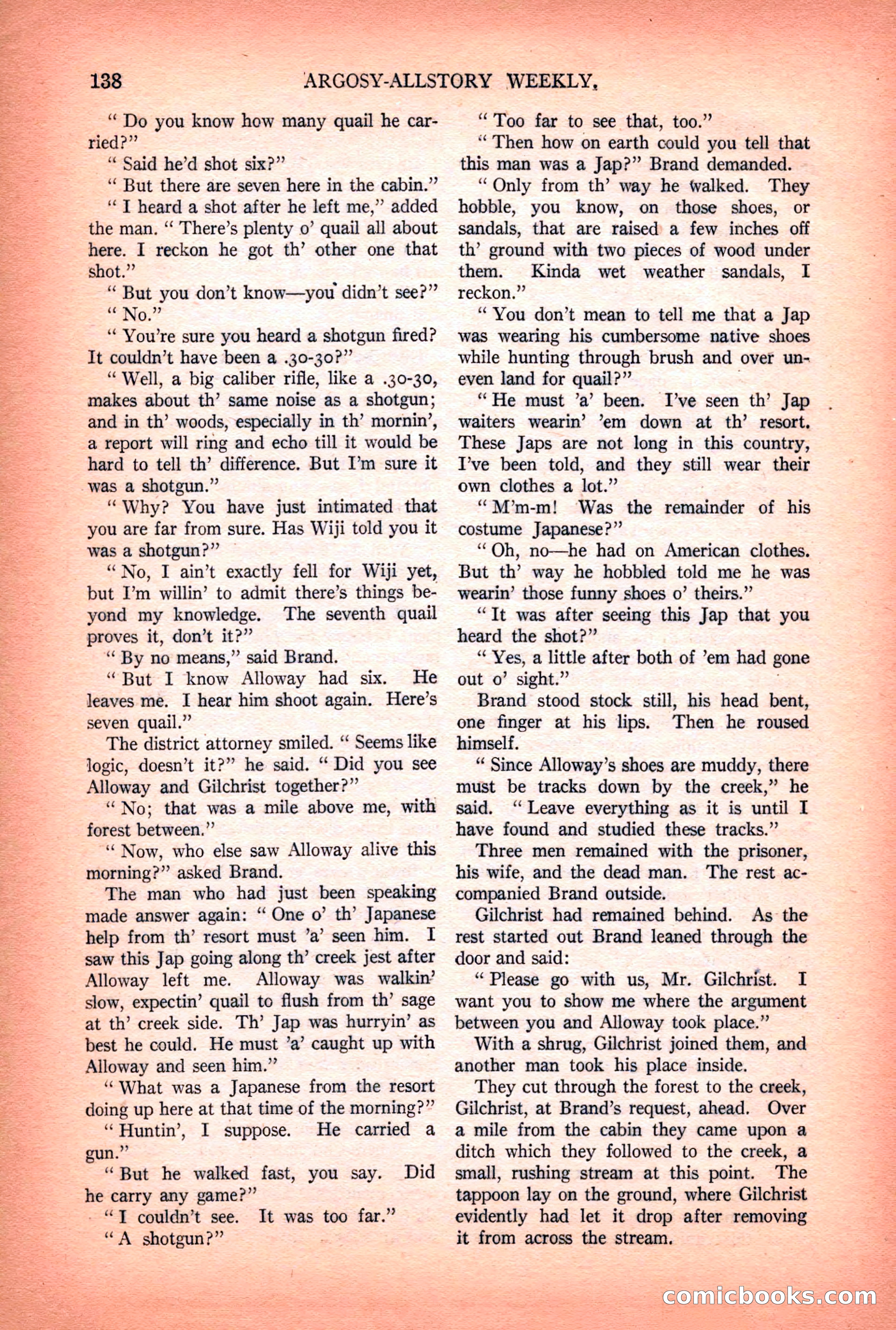 Argosy All-Story Weekly — "Lure of the Wild" — page 150 of 174