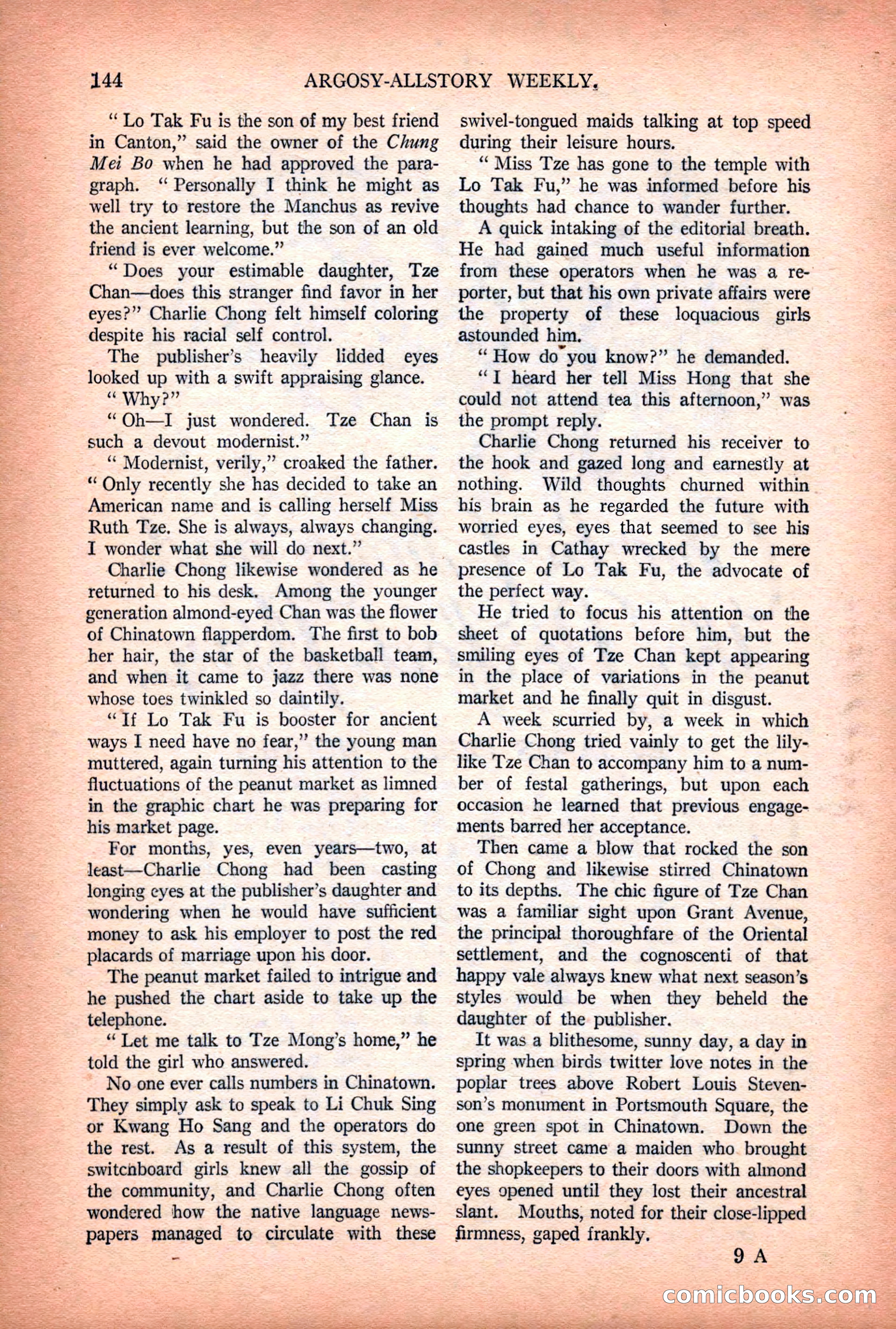 Argosy All-Story Weekly — "Lure of the Wild" — page 156 of 174