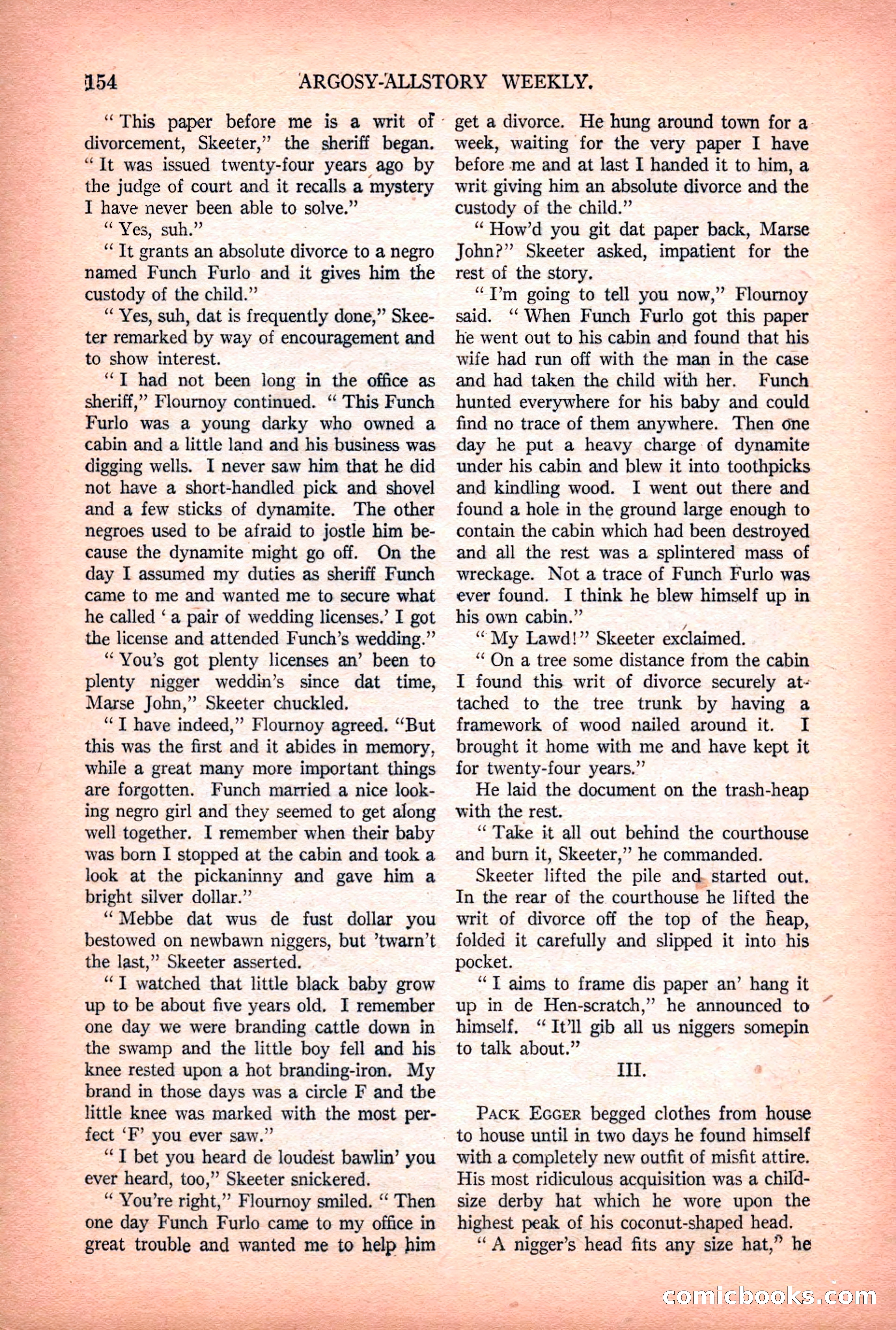 Argosy All-Story Weekly — "Lure of the Wild" — page 166 of 174