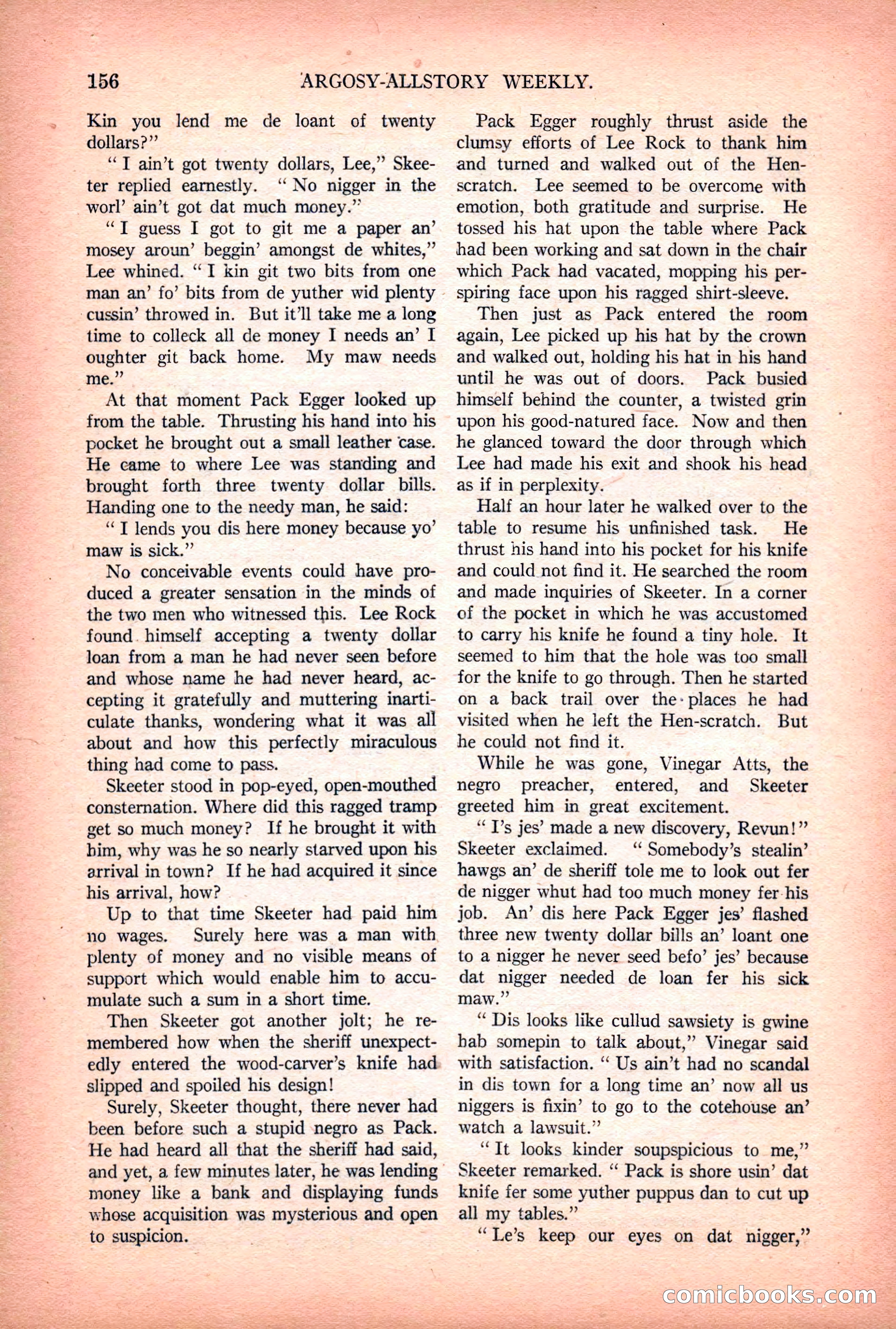 Argosy All-Story Weekly — "Lure of the Wild" — page 168 of 174