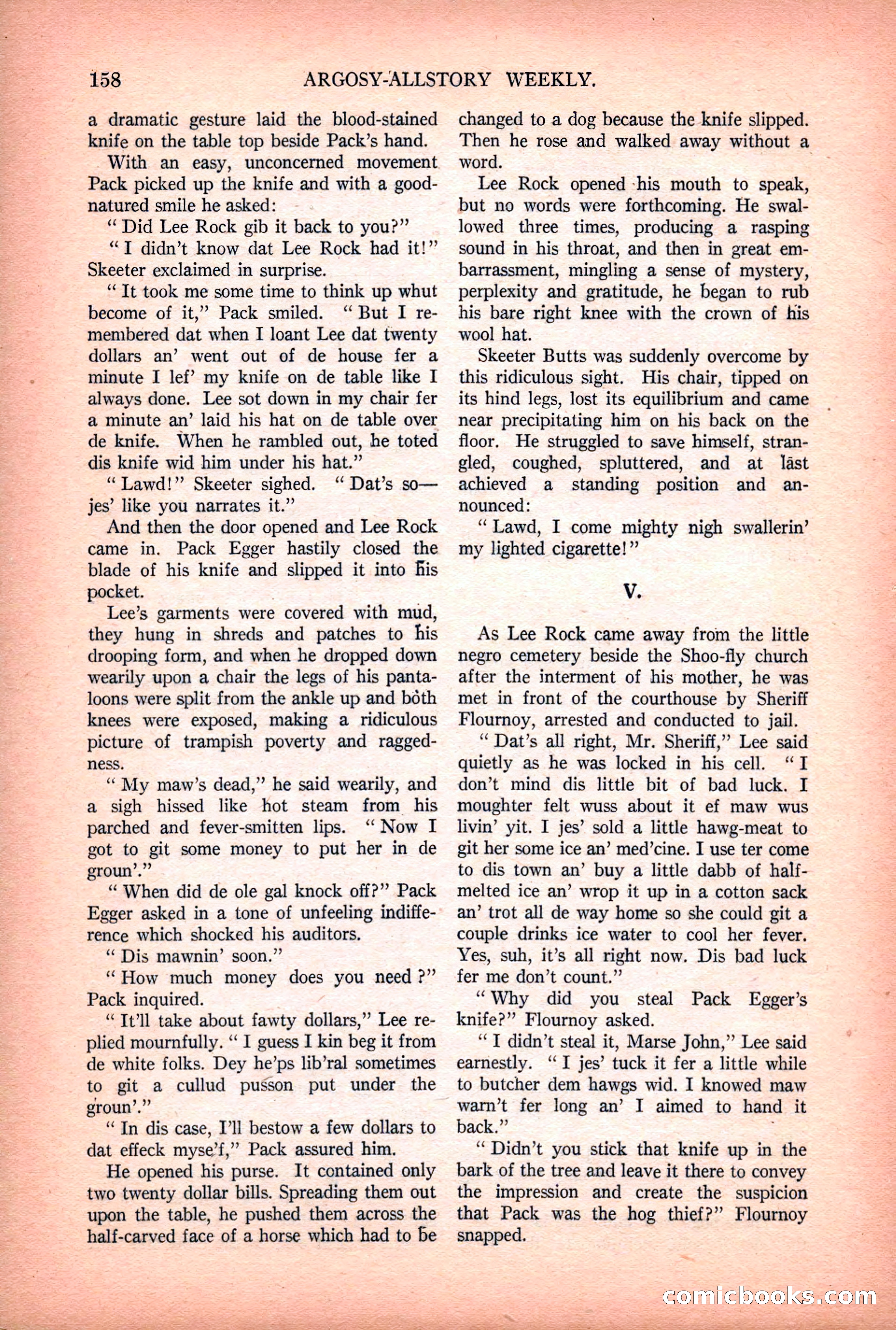 Argosy All-Story Weekly — "Lure of the Wild" — page 170 of 174