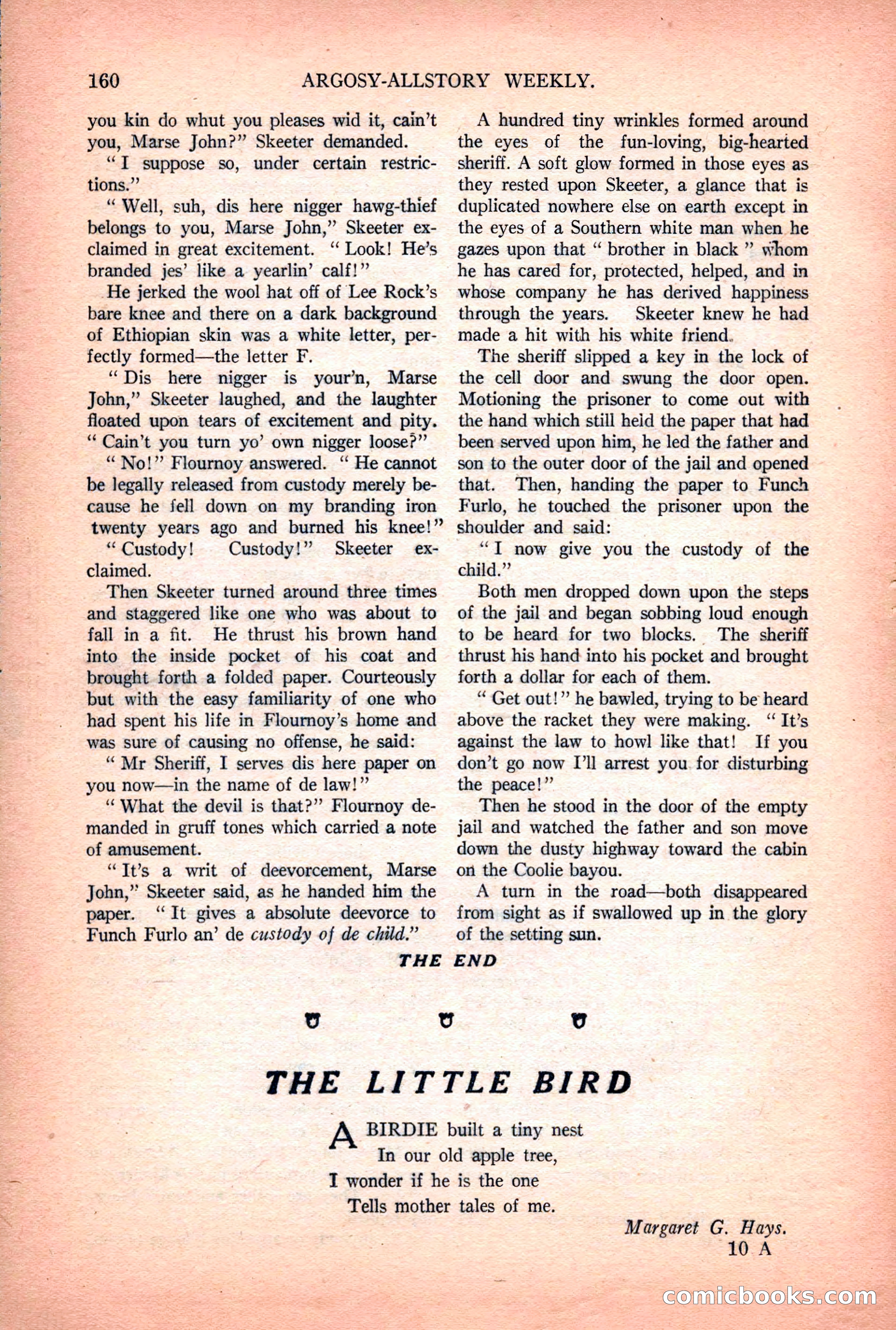 Argosy All-Story Weekly — "Lure of the Wild" — page 172 of 174