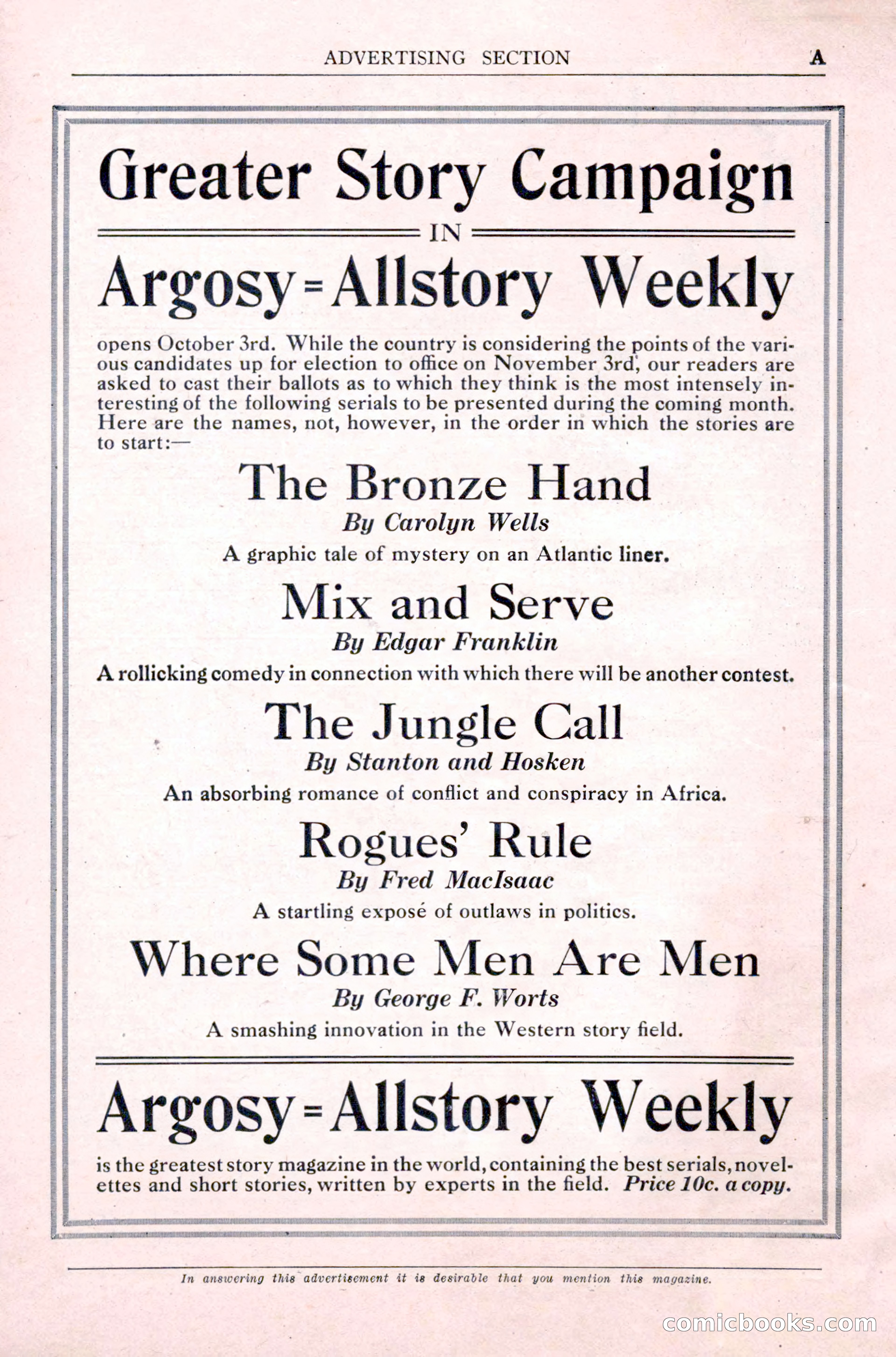 Argosy All-Story Weekly, September 26, 1925 — page 6 of 168