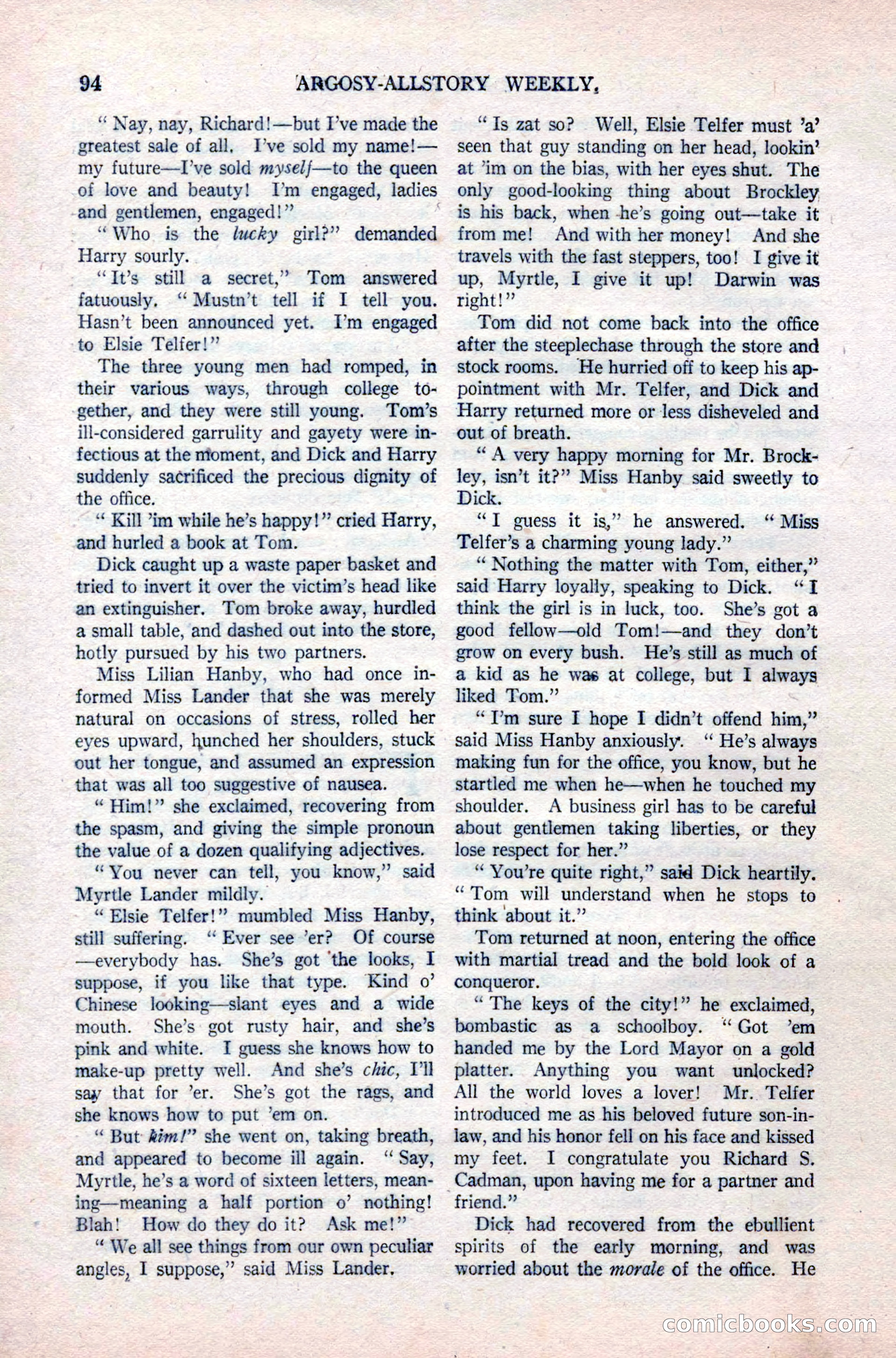 Argosy All-Story Weekly, September 26, 1925 — page 100 of 168